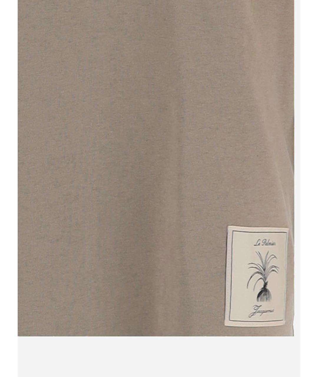 JACQUEMUS Бежевая хлопковая футболка, фото 3
