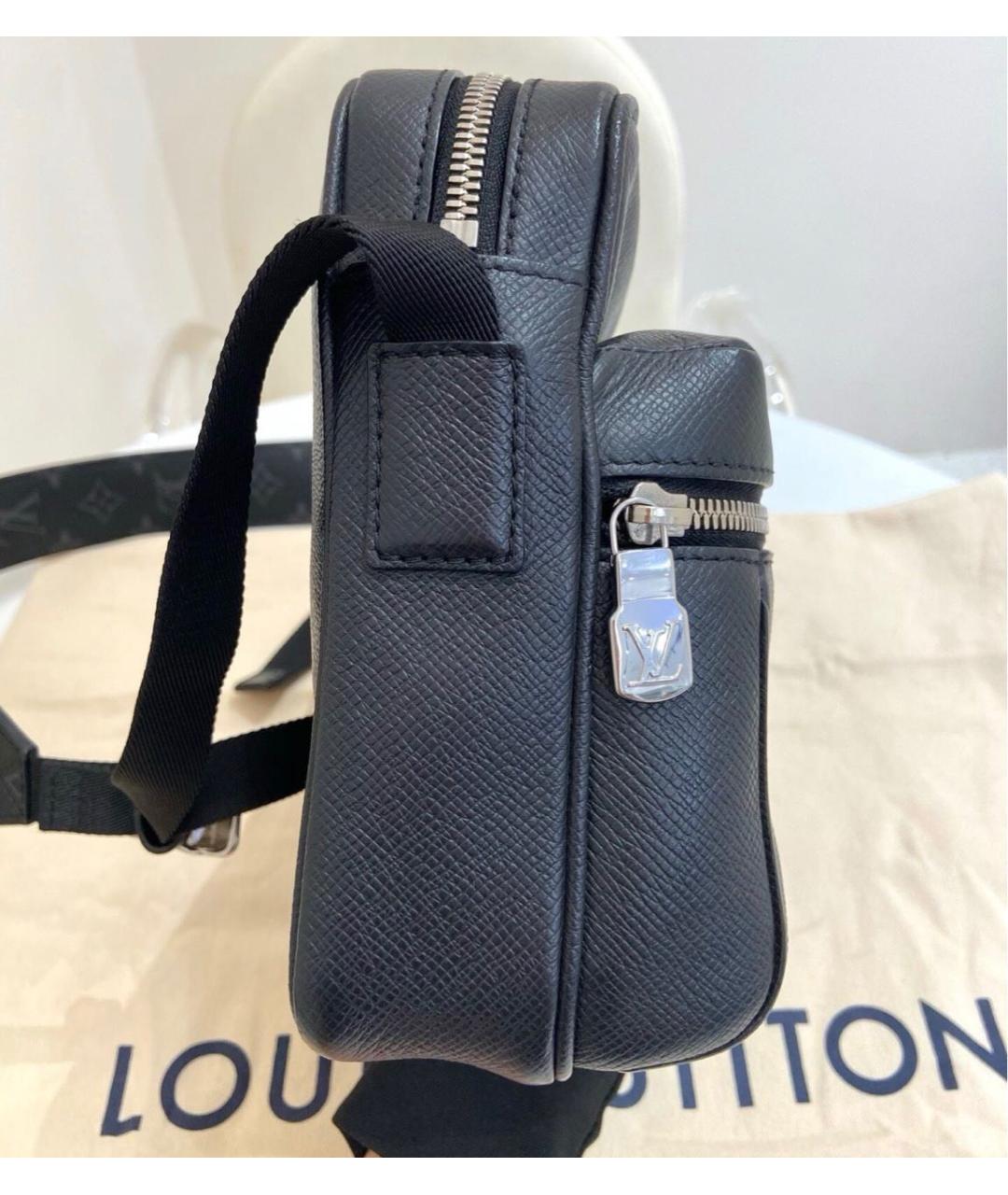 LOUIS VUITTON Черная кожаная сумка на плечо, фото 3