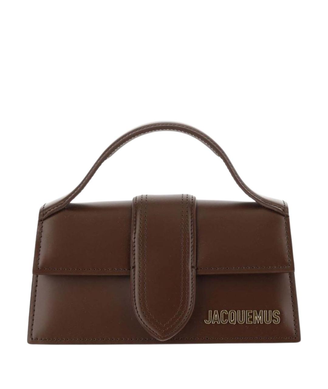 JACQUEMUS Коричневая кожаная сумка с короткими ручками, фото 1