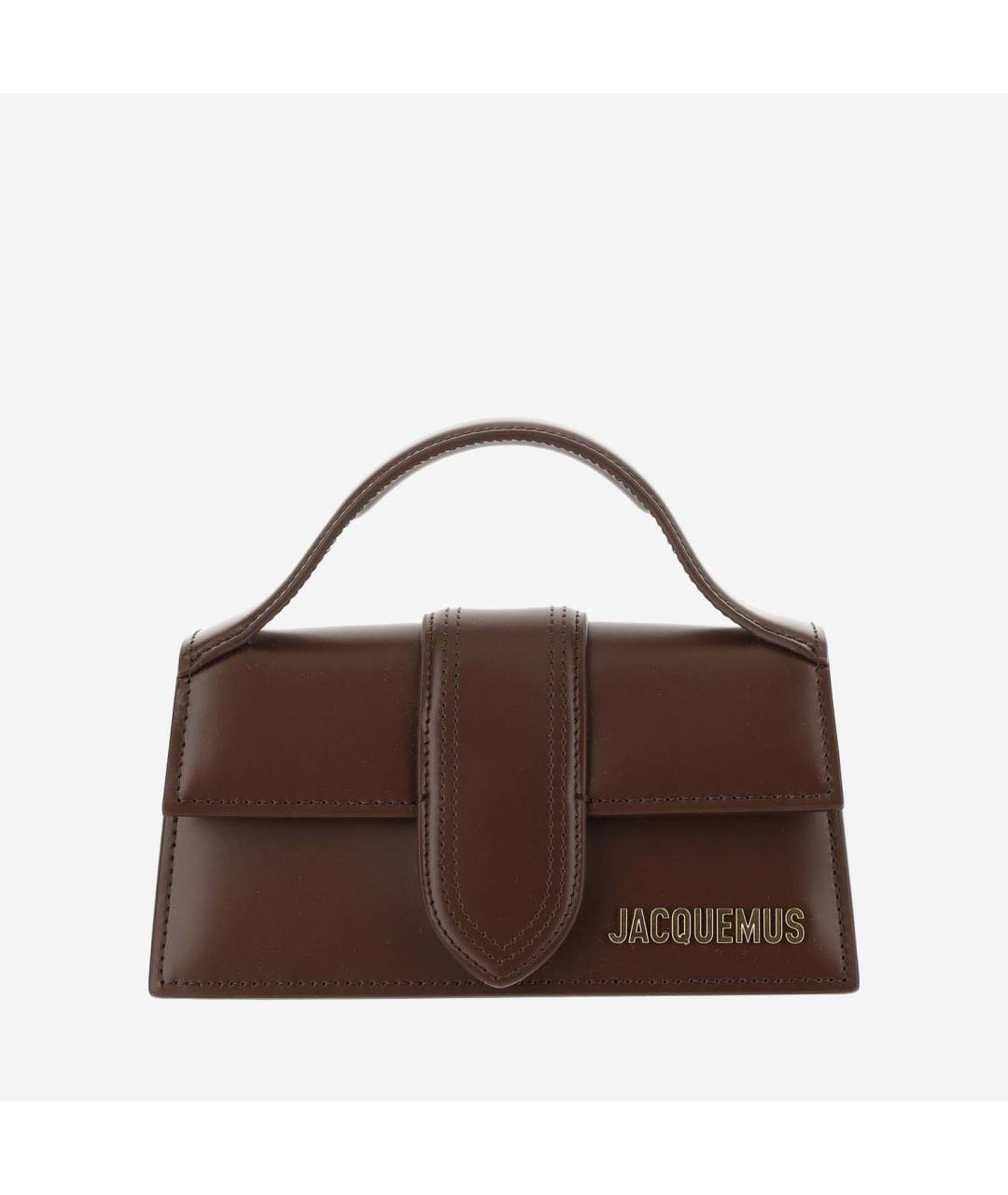 JACQUEMUS Коричневая кожаная сумка с короткими ручками, фото 5