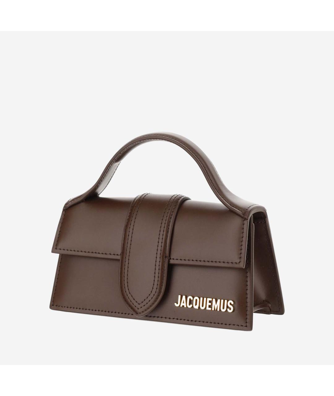 JACQUEMUS Коричневая кожаная сумка с короткими ручками, фото 2