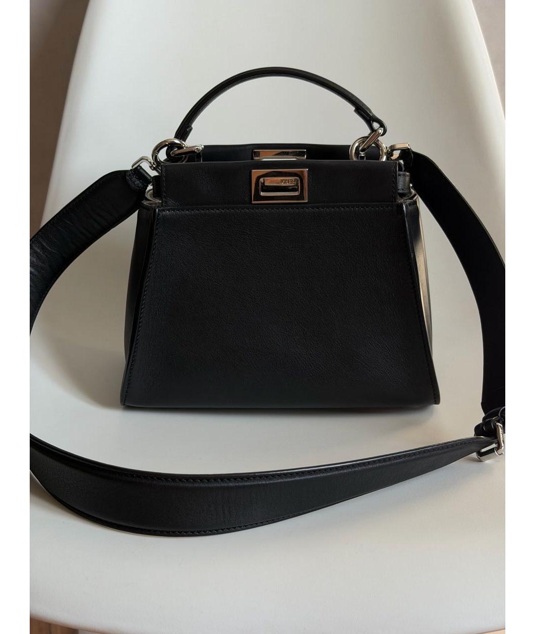 FENDI Черная кожаная сумка тоут, фото 9