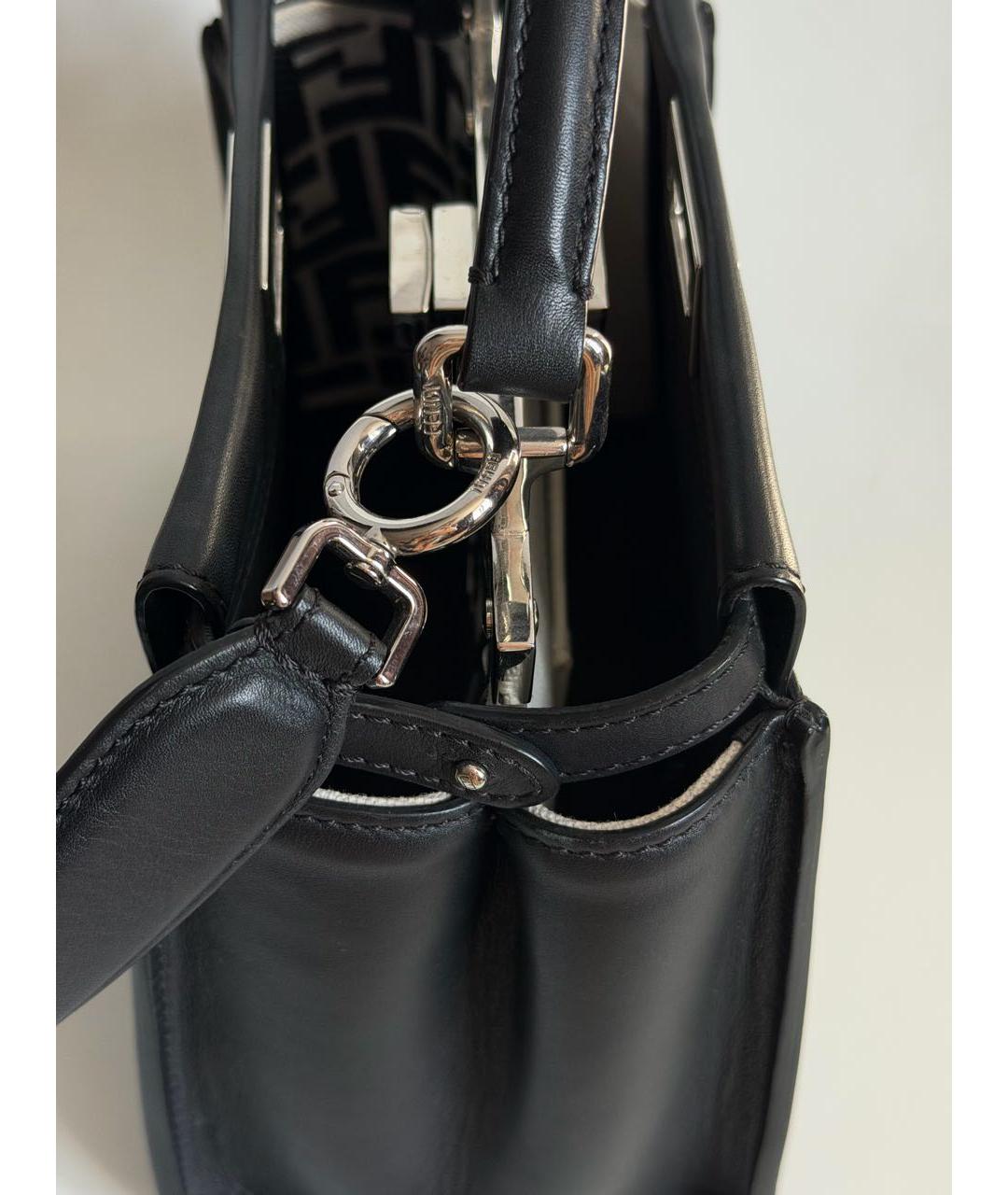 FENDI Черная кожаная сумка тоут, фото 7