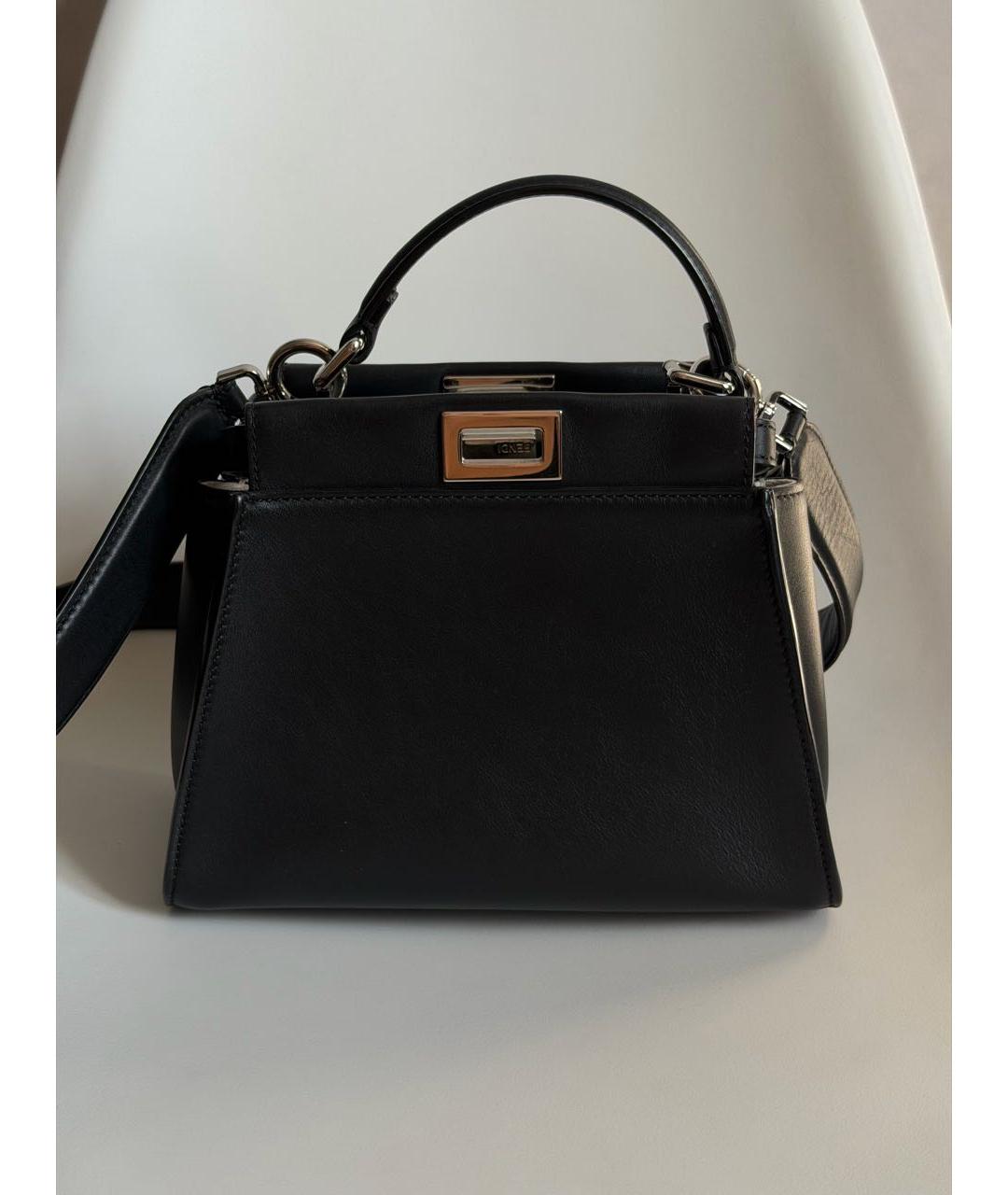 FENDI Черная кожаная сумка тоут, фото 3