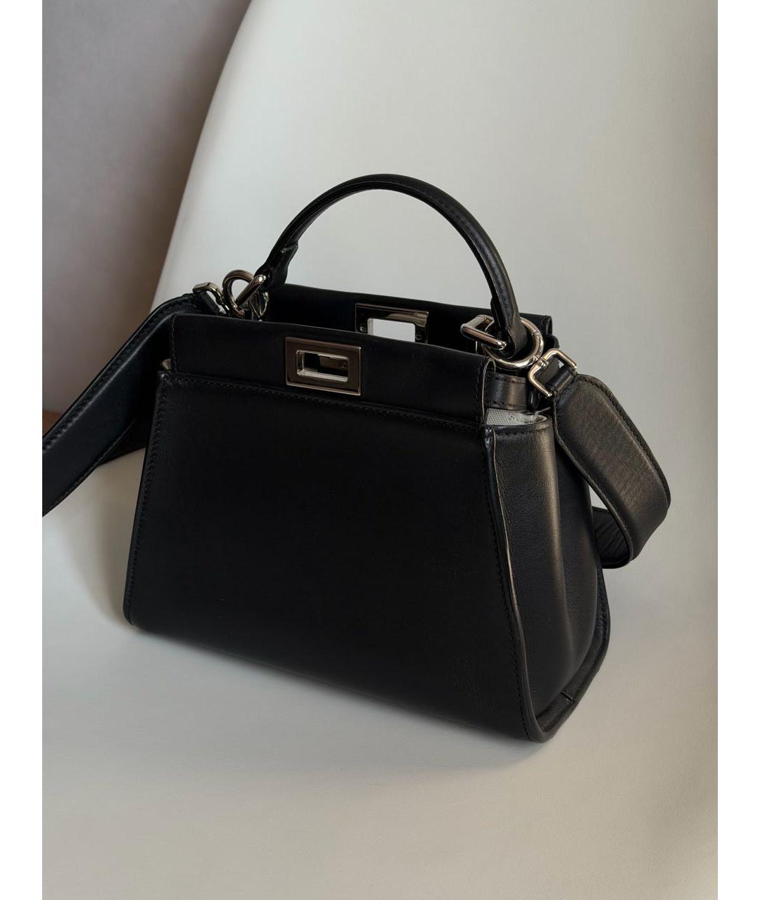 FENDI Черная кожаная сумка тоут, фото 2