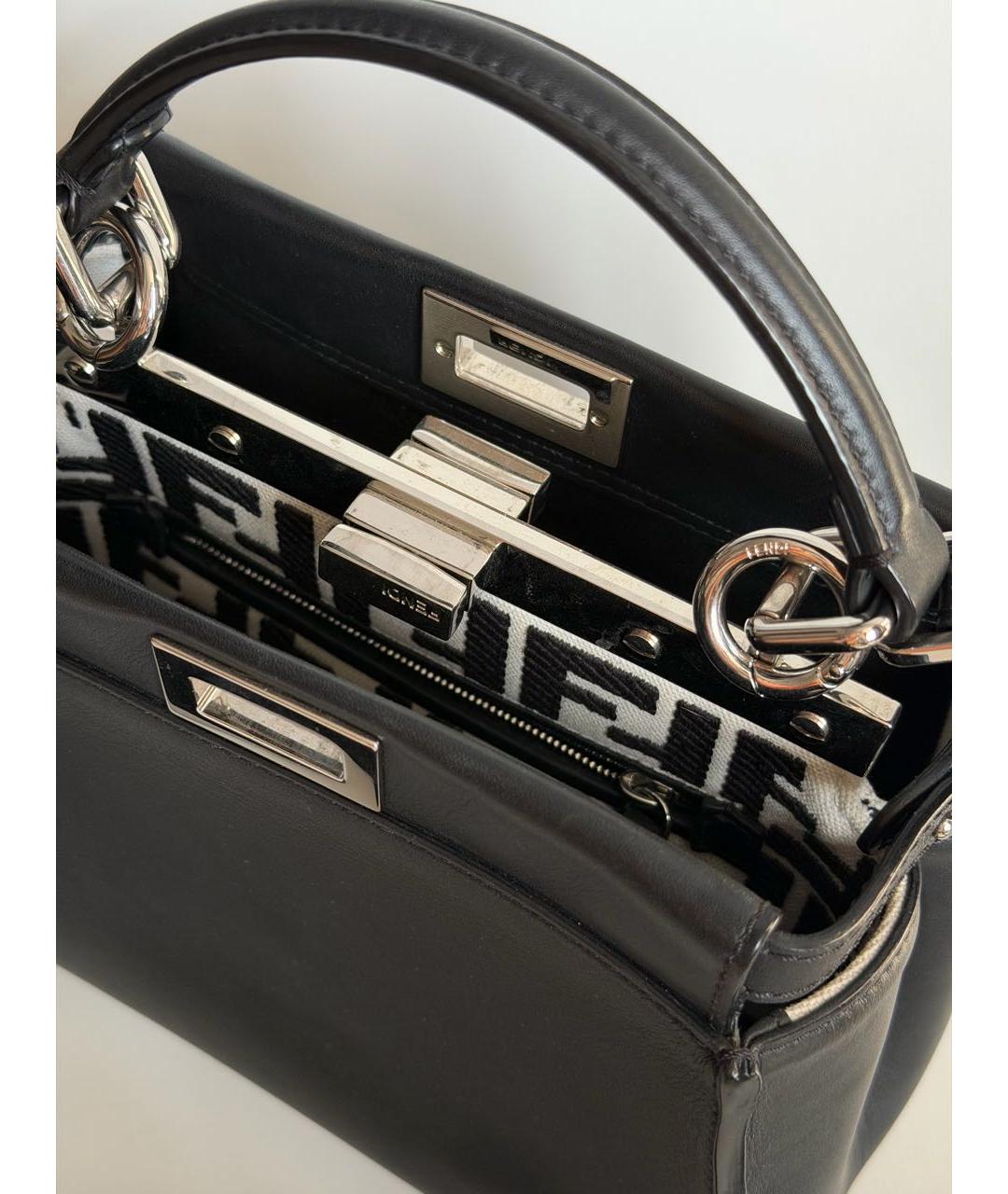 FENDI Черная кожаная сумка тоут, фото 4