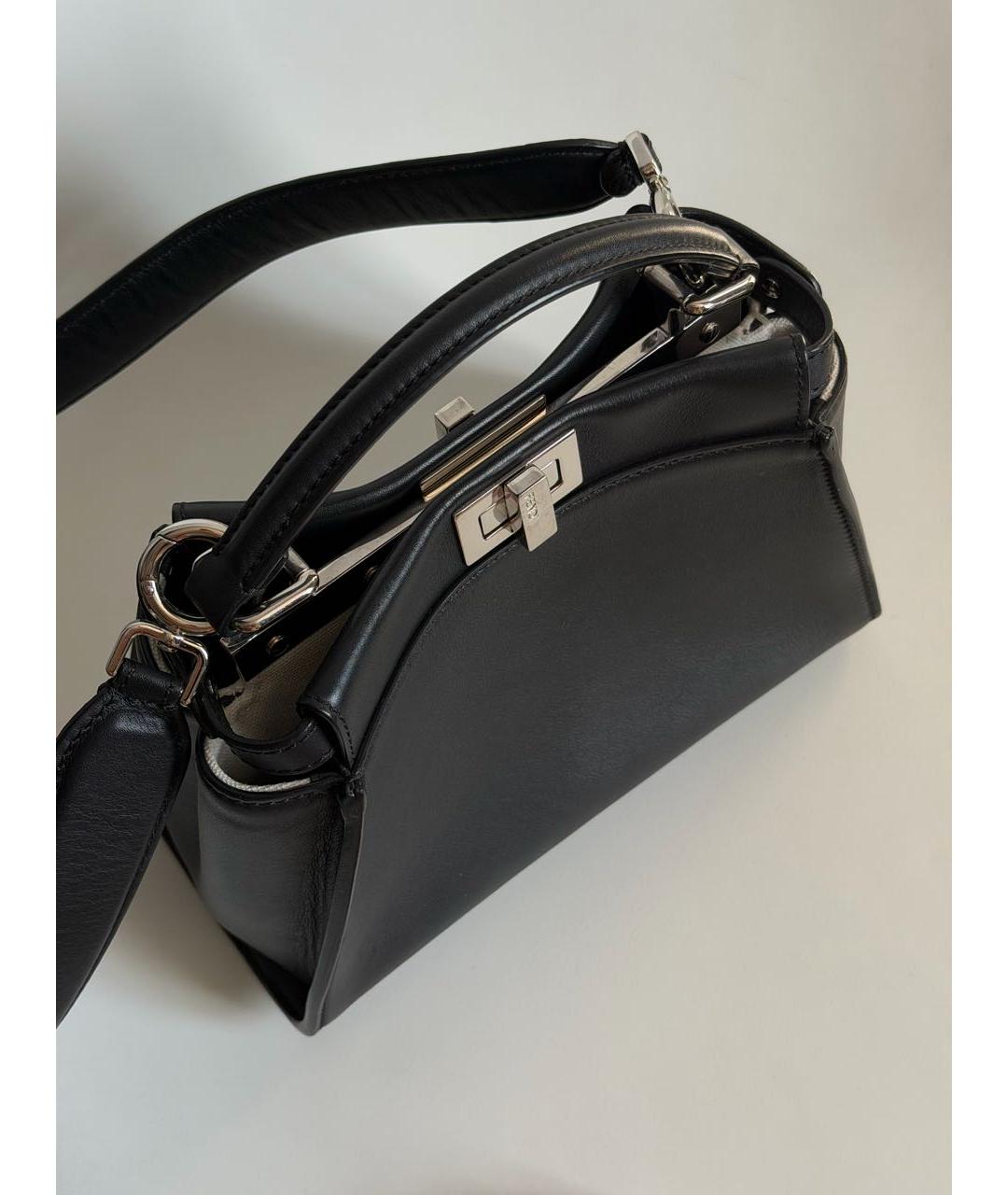 FENDI Черная кожаная сумка тоут, фото 5