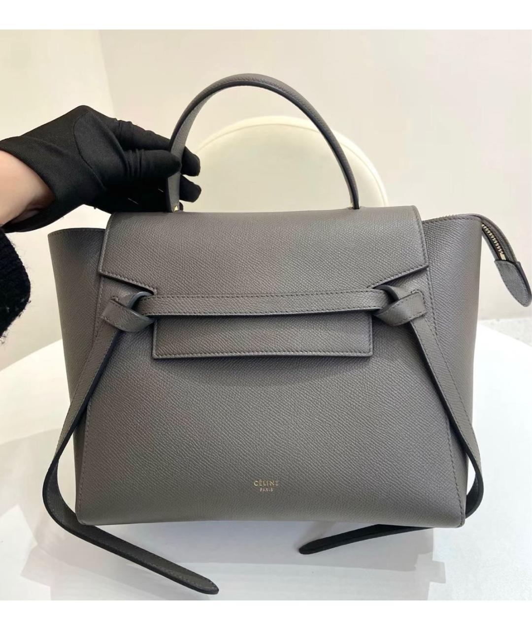 CELINE Антрацитовая кожаная сумка через плечо, фото 8