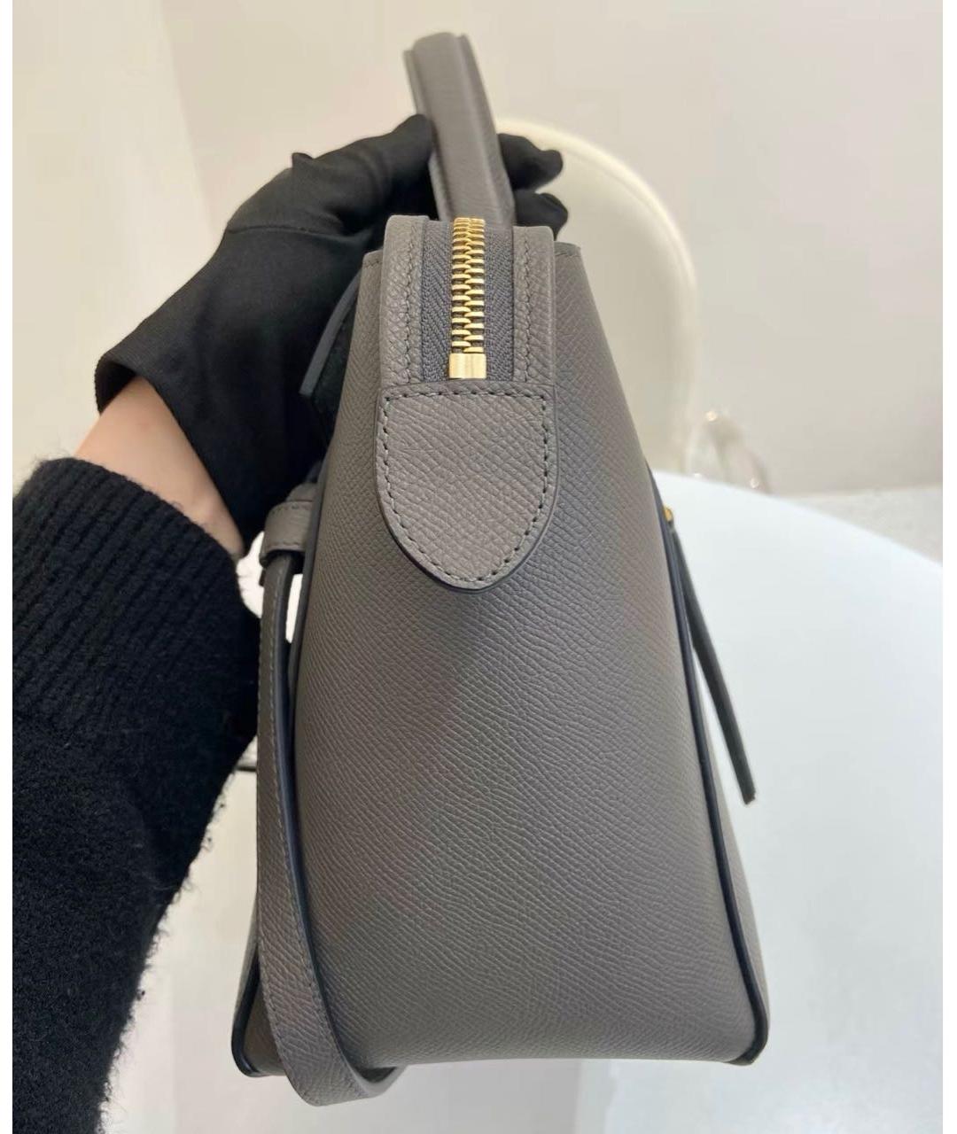 CELINE Антрацитовая кожаная сумка через плечо, фото 4