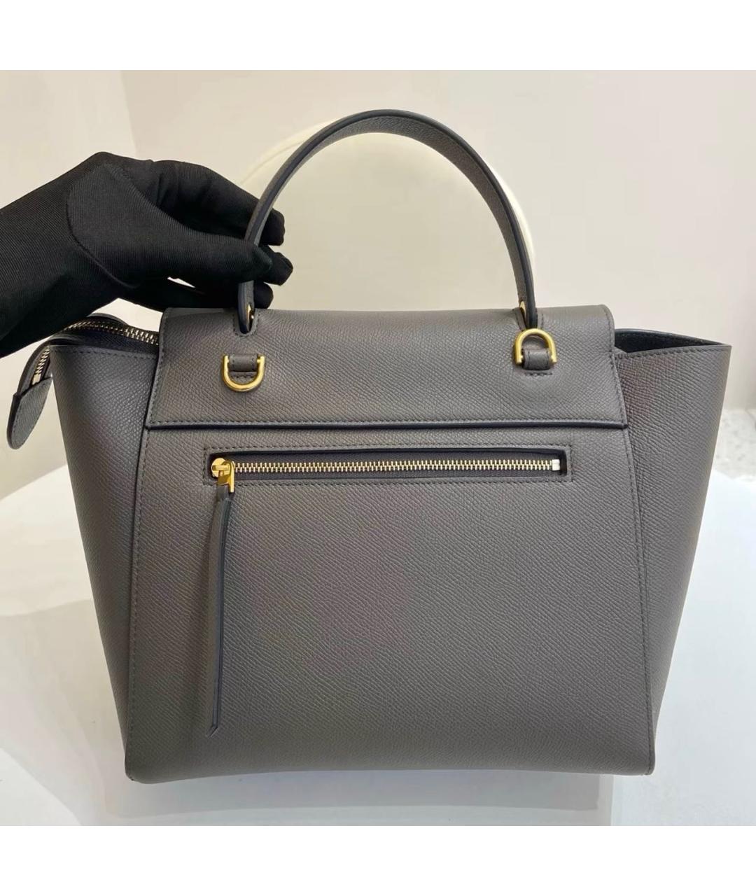 CELINE Антрацитовая кожаная сумка через плечо, фото 2