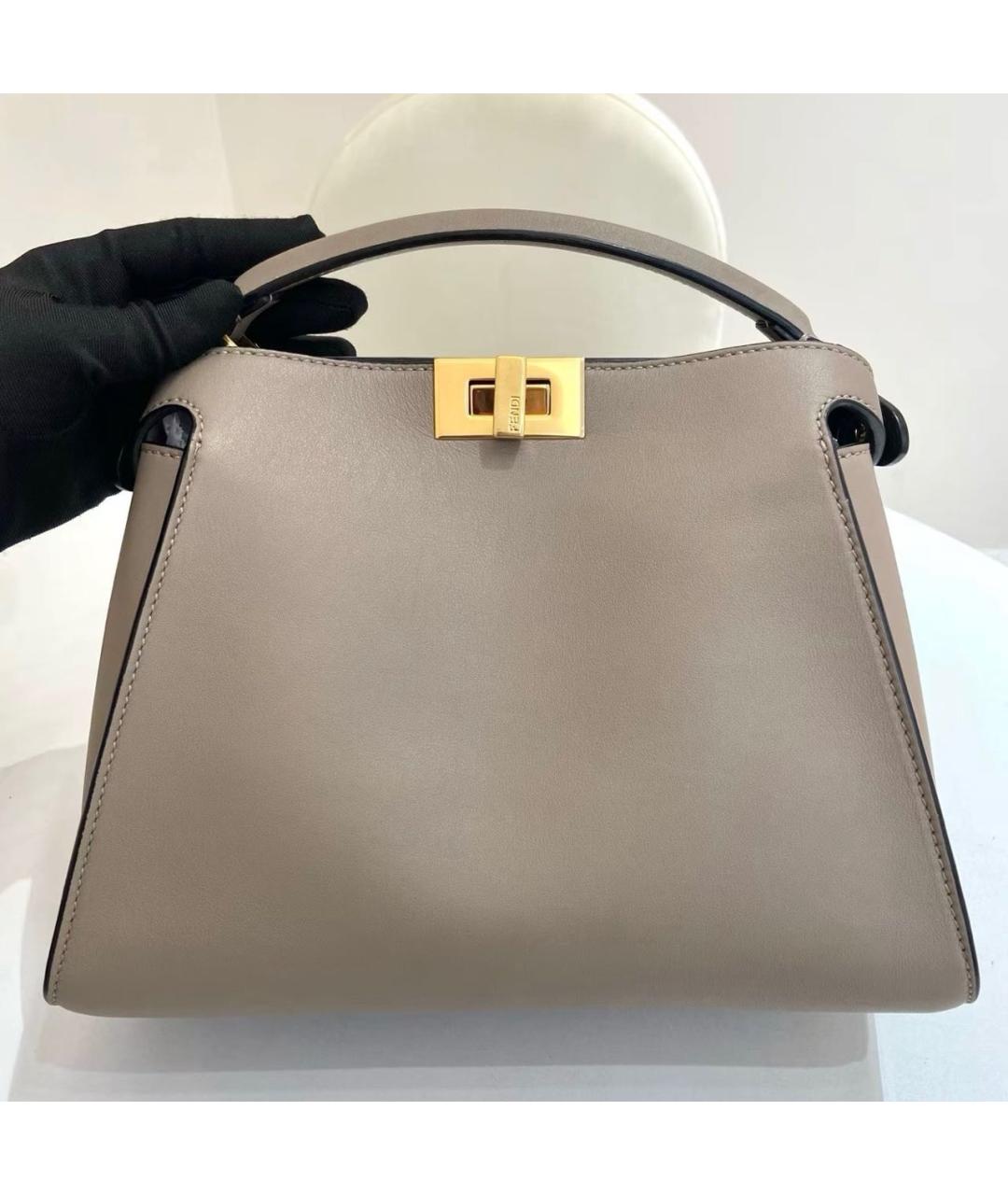 FENDI Бежевая кожаная сумка через плечо, фото 9