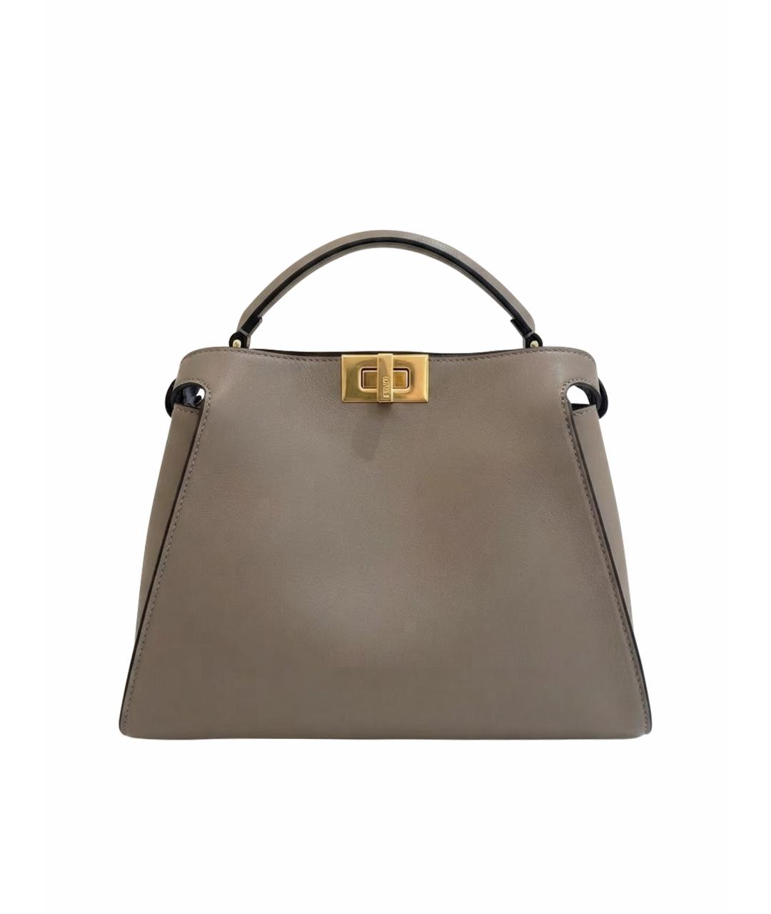 FENDI Бежевая кожаная сумка через плечо, фото 1