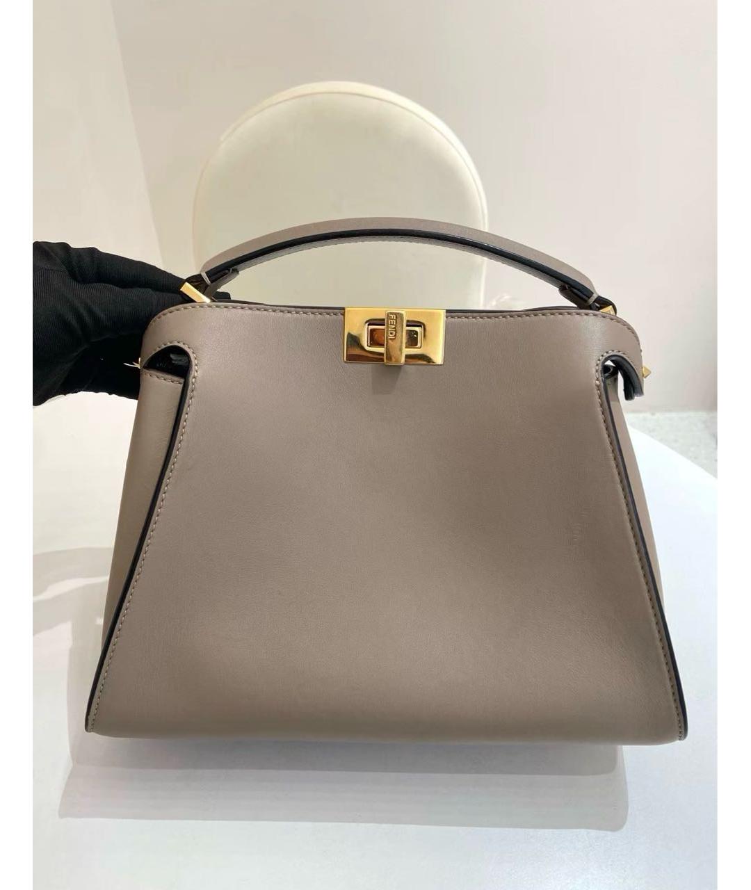 FENDI Бежевая кожаная сумка через плечо, фото 2