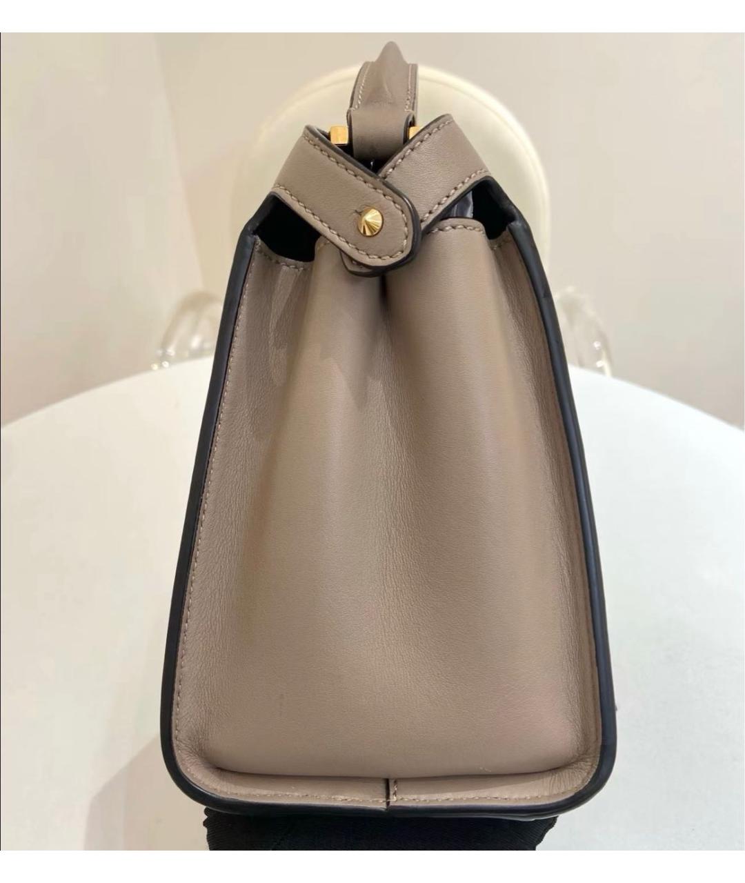 FENDI Бежевая кожаная сумка через плечо, фото 4