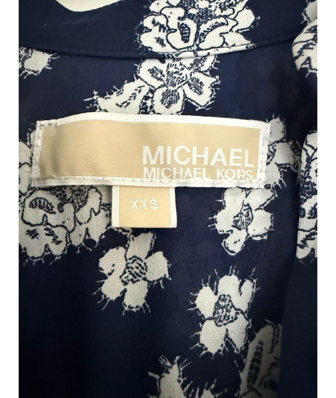 MICHAEL KORS Темно-синее шелковое повседневное платье, фото 3