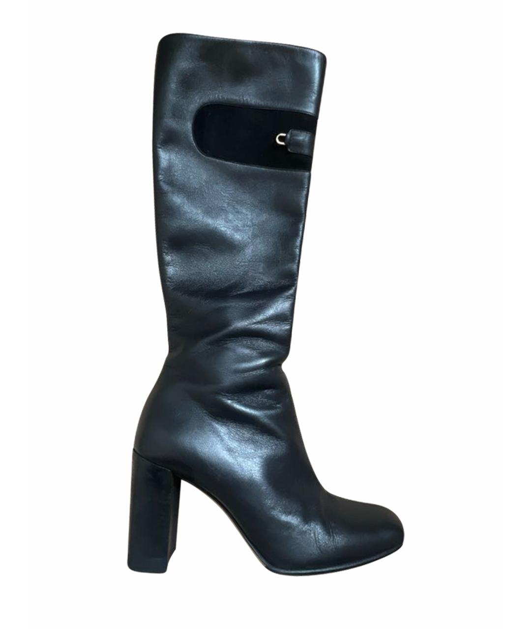 GUCCI Черные кожаные сапоги, фото 1