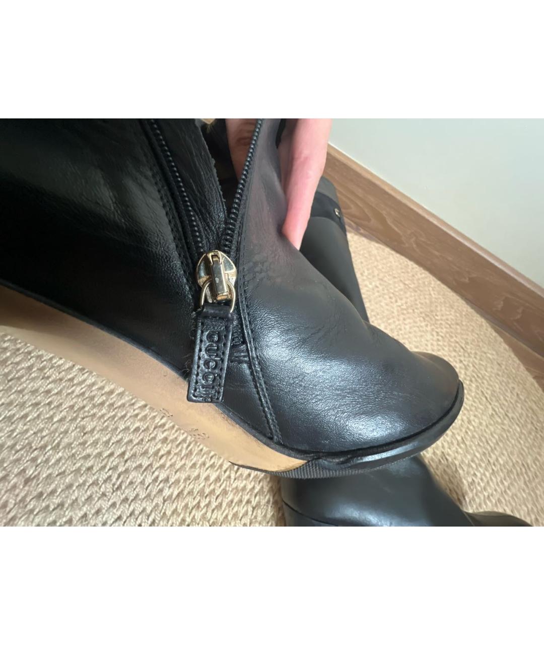 GUCCI Черные кожаные сапоги, фото 8