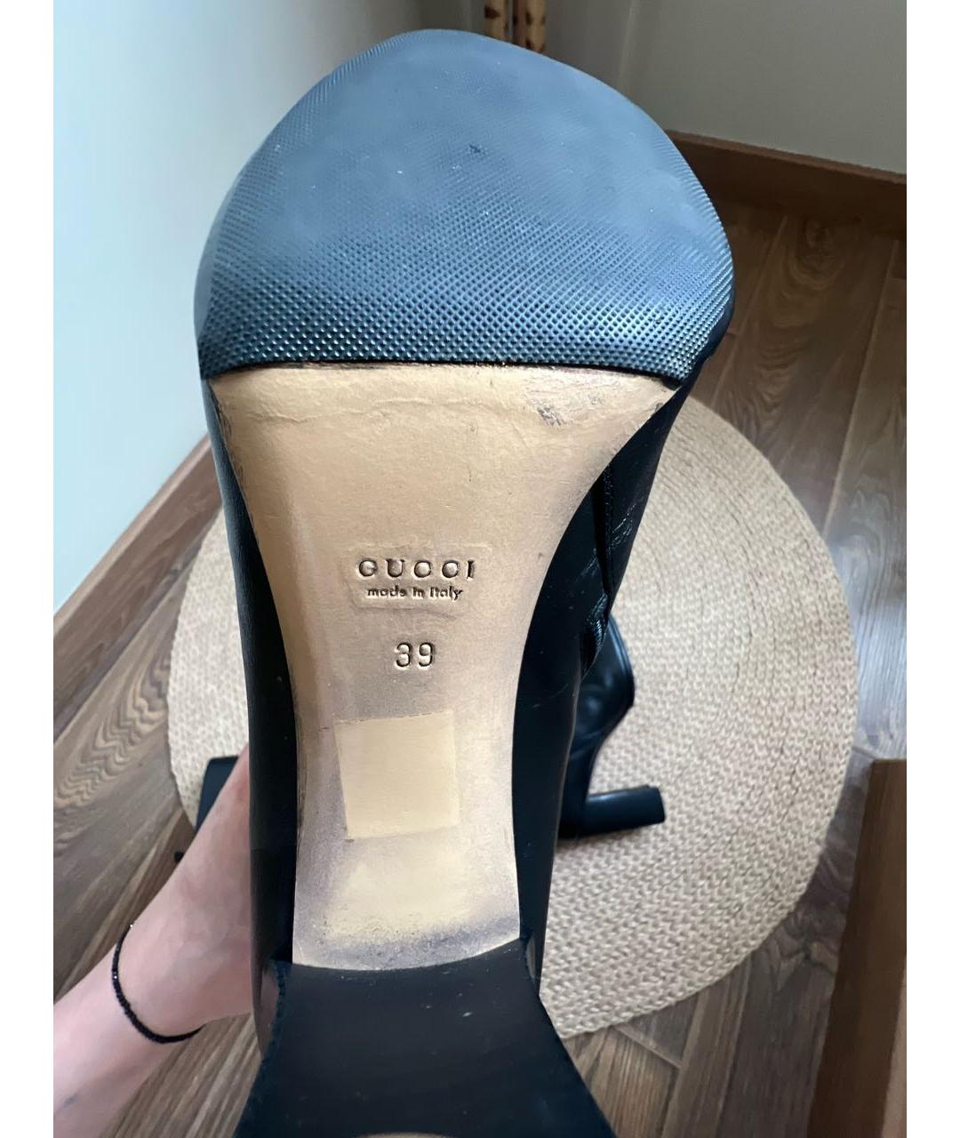 GUCCI Черные кожаные сапоги, фото 5