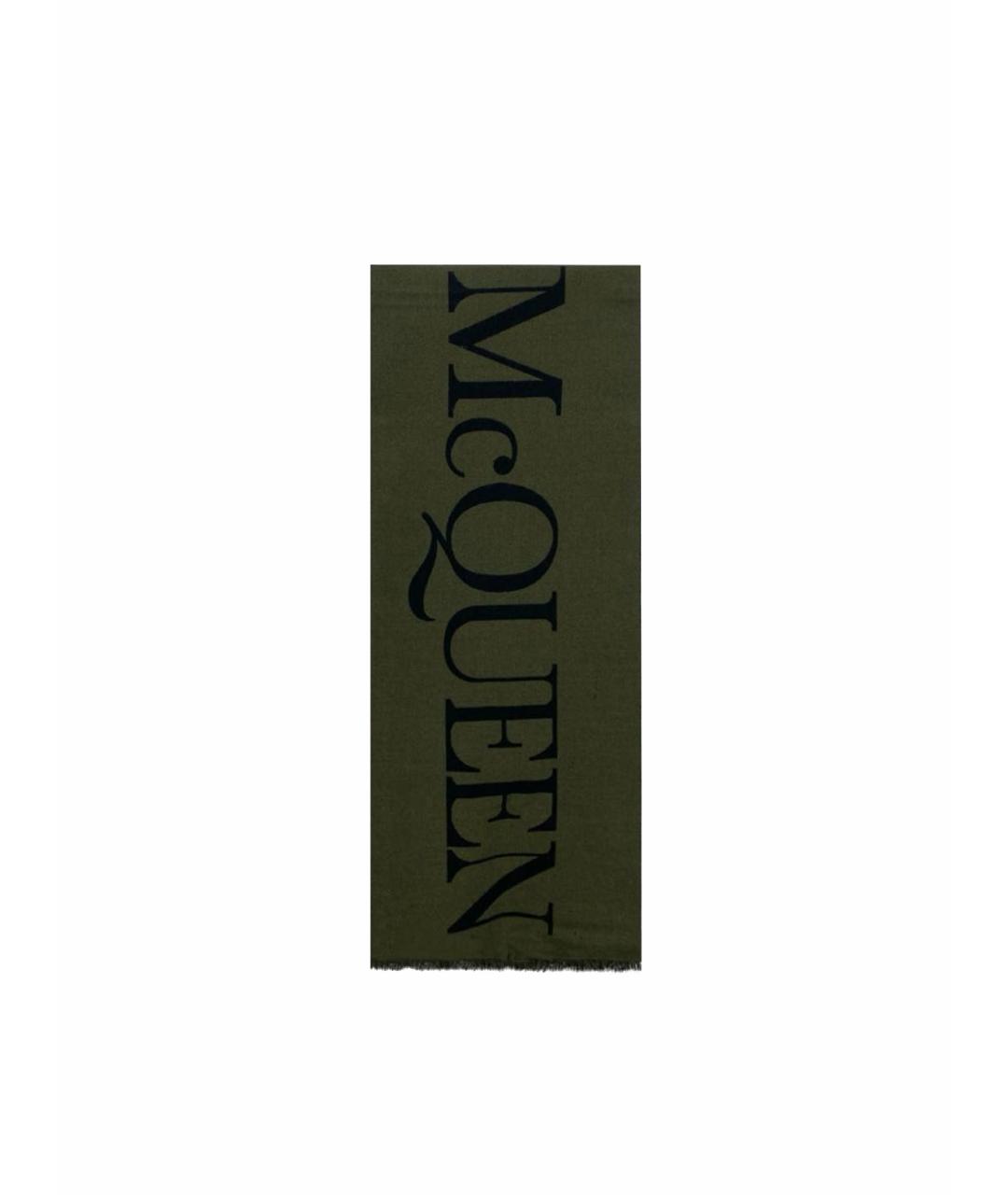 ALEXANDER MCQUEEN Хаки шерстяной шарф, фото 9