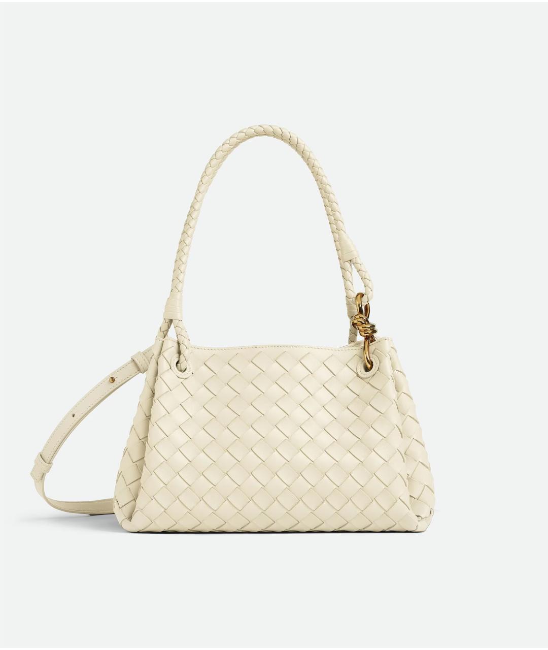 BOTTEGA VENETA Белая кожаная сумка с короткими ручками, фото 5