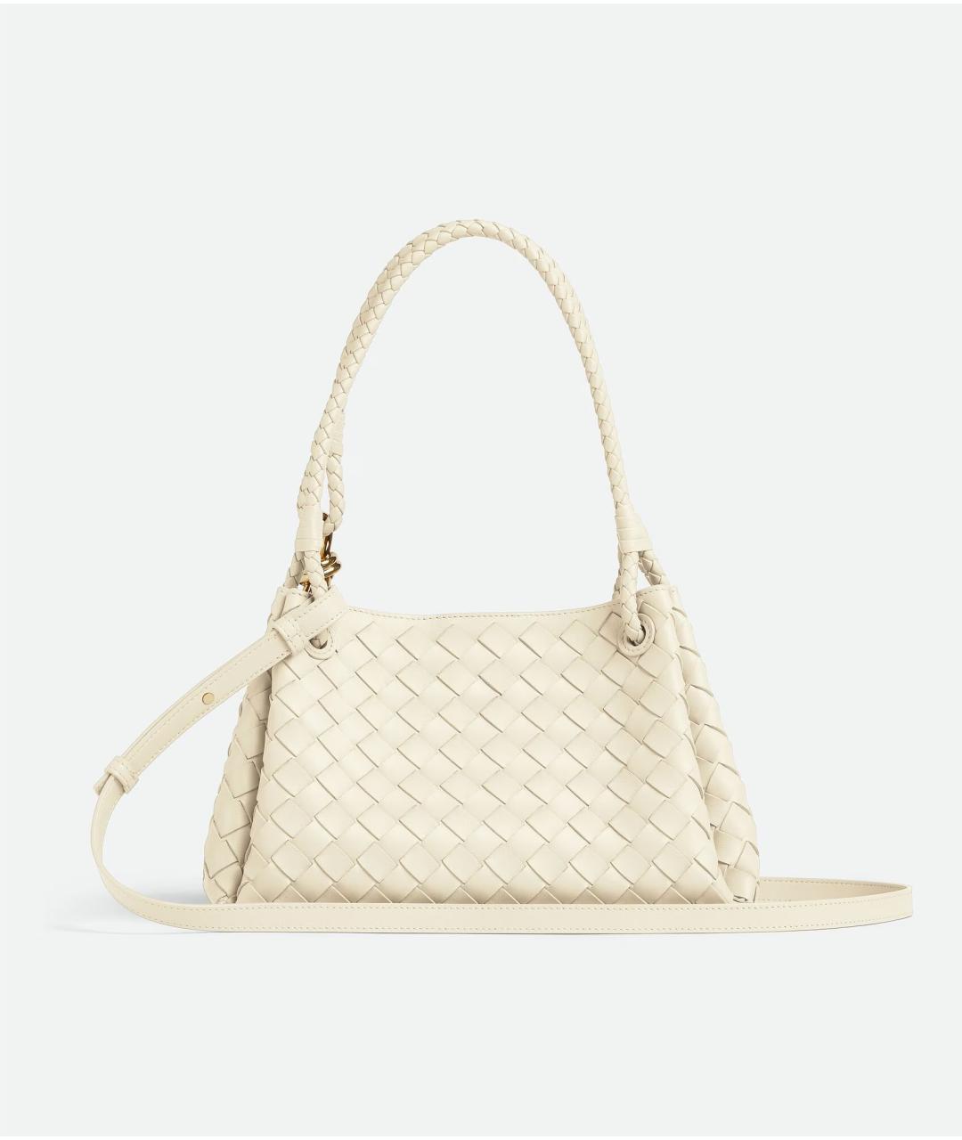 BOTTEGA VENETA Белая кожаная сумка с короткими ручками, фото 4