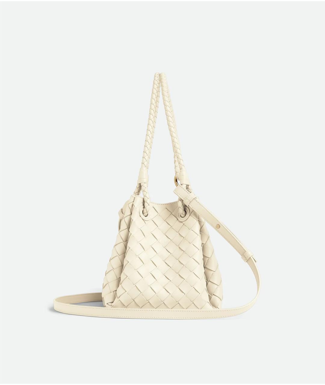BOTTEGA VENETA Белая кожаная сумка с короткими ручками, фото 3