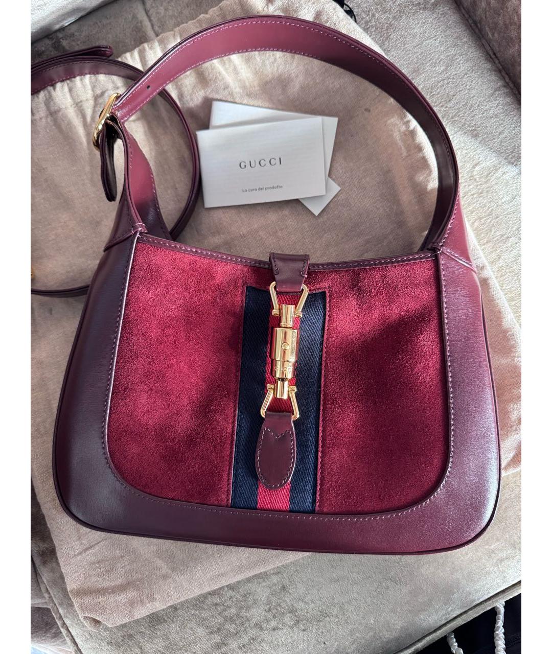 GUCCI Бордовая кожаная сумка через плечо, фото 8