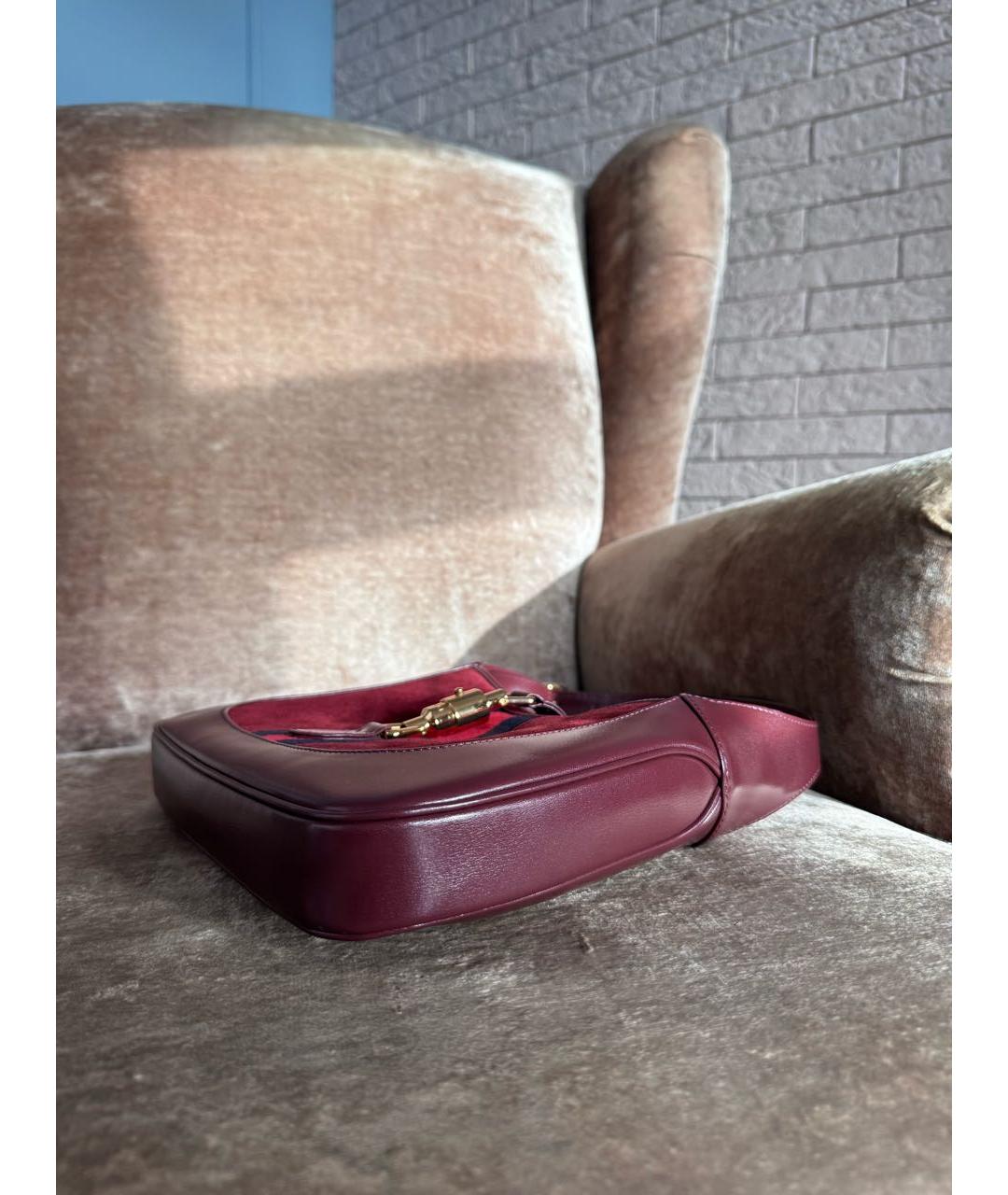 GUCCI Бордовая кожаная сумка через плечо, фото 5