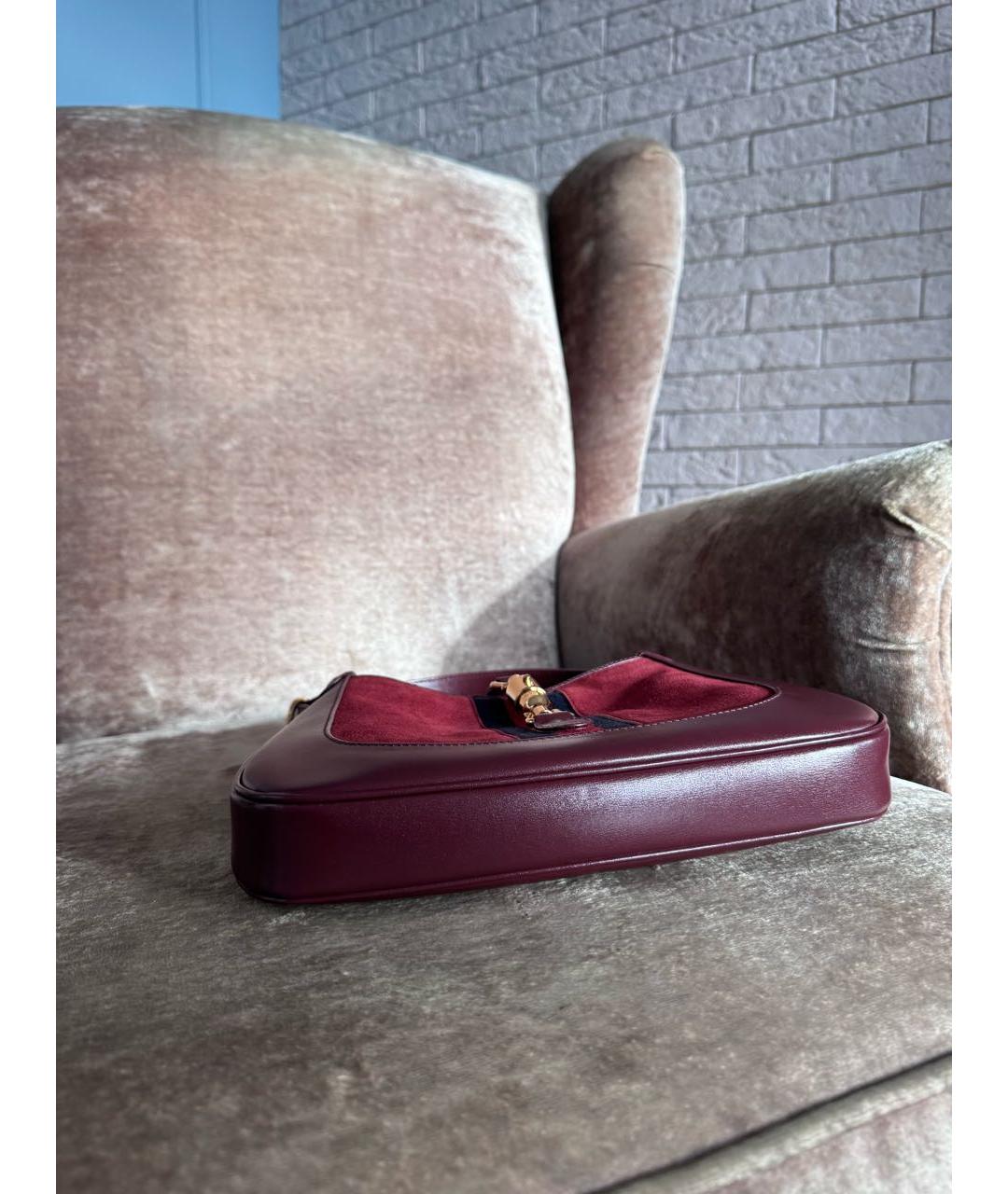 GUCCI Бордовая кожаная сумка через плечо, фото 3