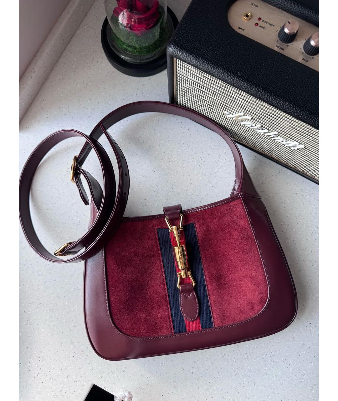 GUCCI Бордовая кожаная сумка через плечо, фото 2