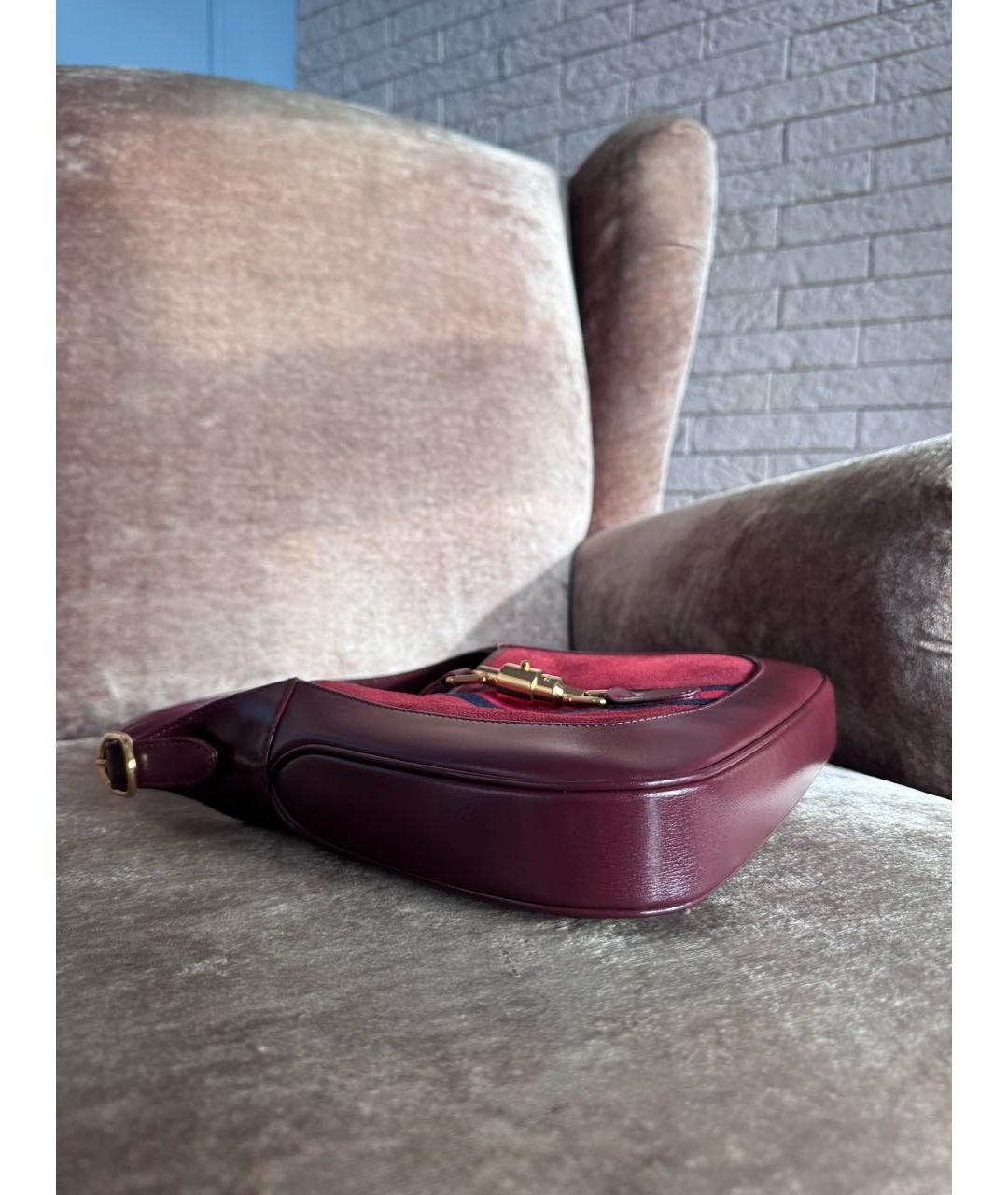 GUCCI Бордовая кожаная сумка через плечо, фото 4