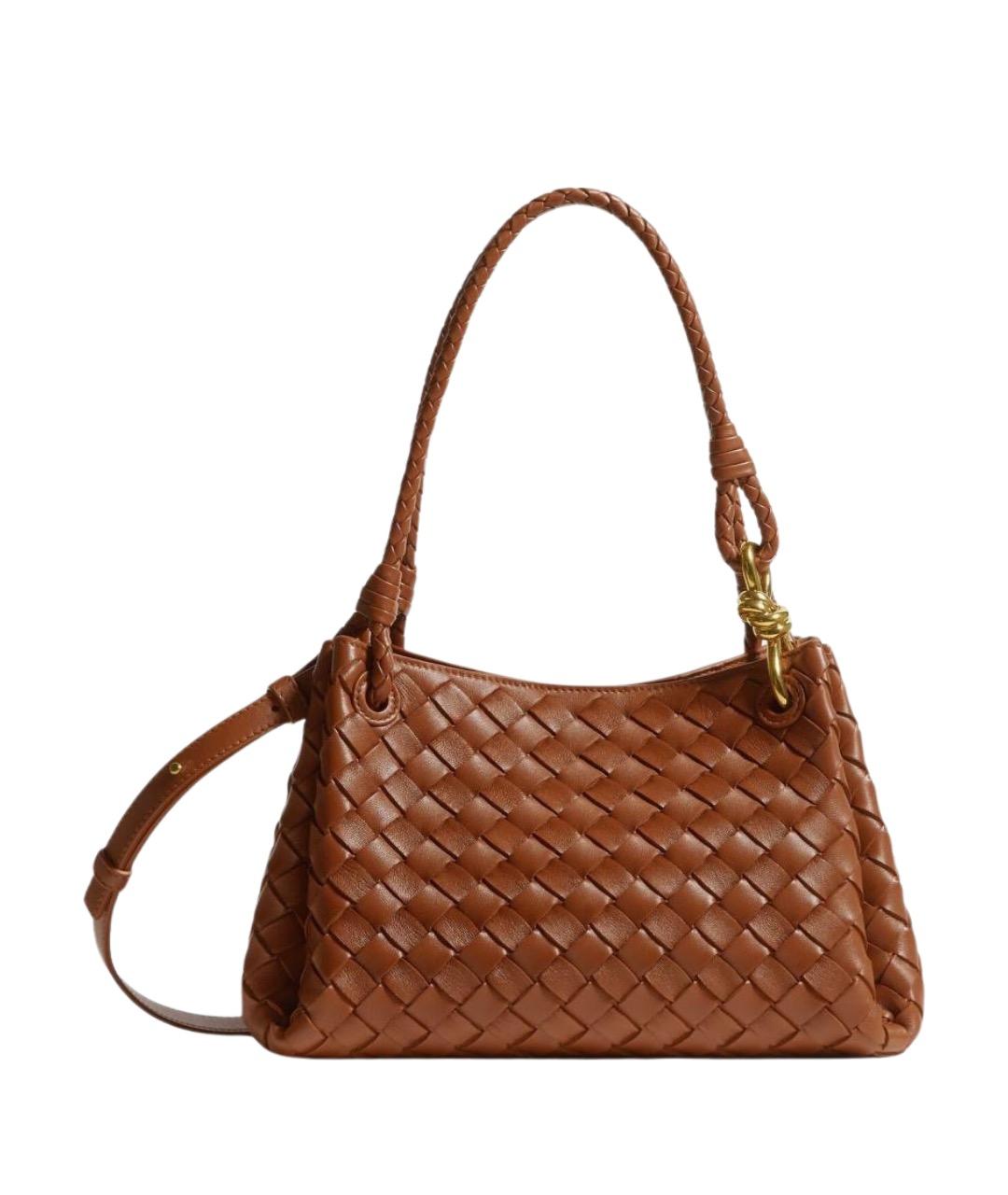 BOTTEGA VENETA Коричневая кожаная сумка с короткими ручками, фото 1