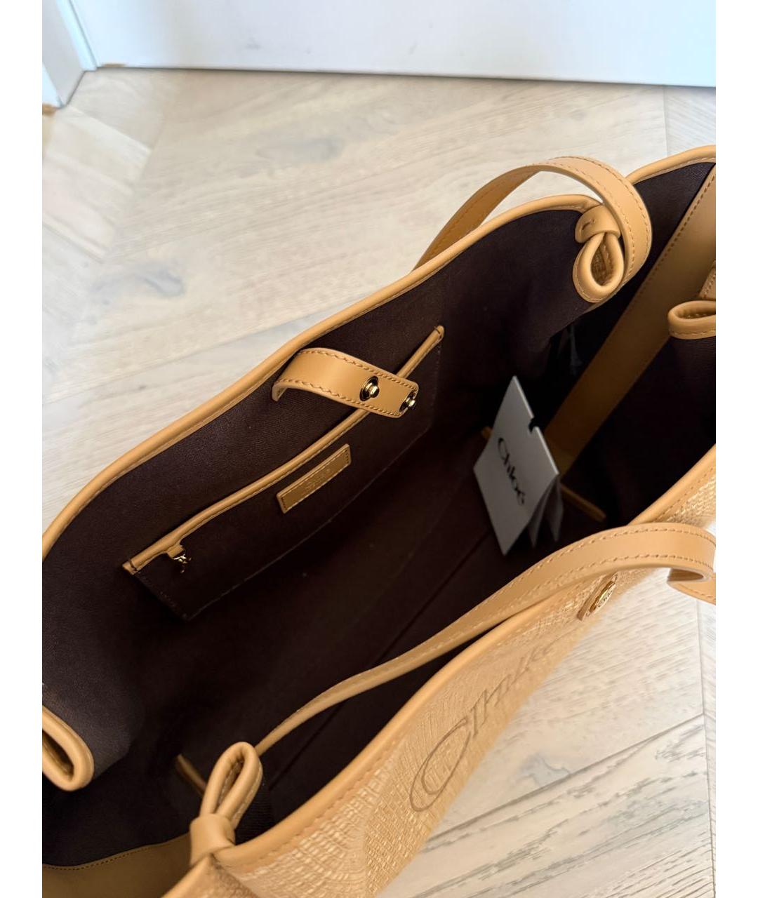 CHLOE Бежевая жаккардовая сумка тоут, фото 3