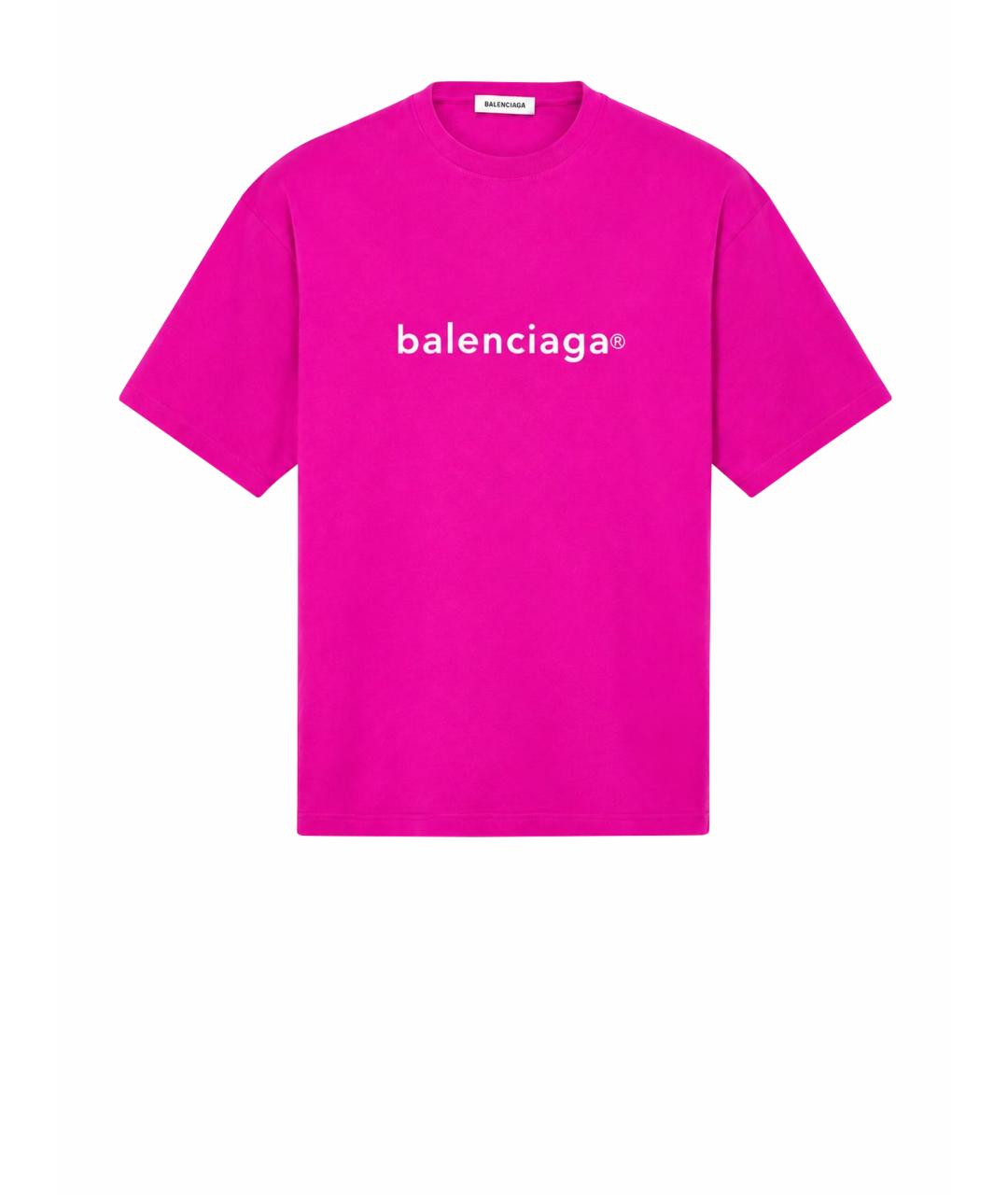 BALENCIAGA Фуксия хлопковая футболка, фото 1