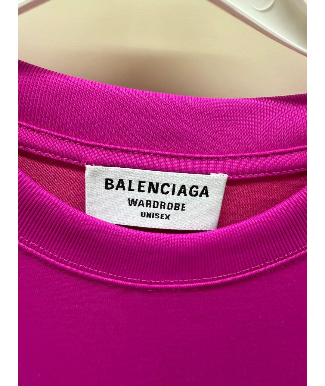 BALENCIAGA Фуксия хлопковая футболка, фото 2