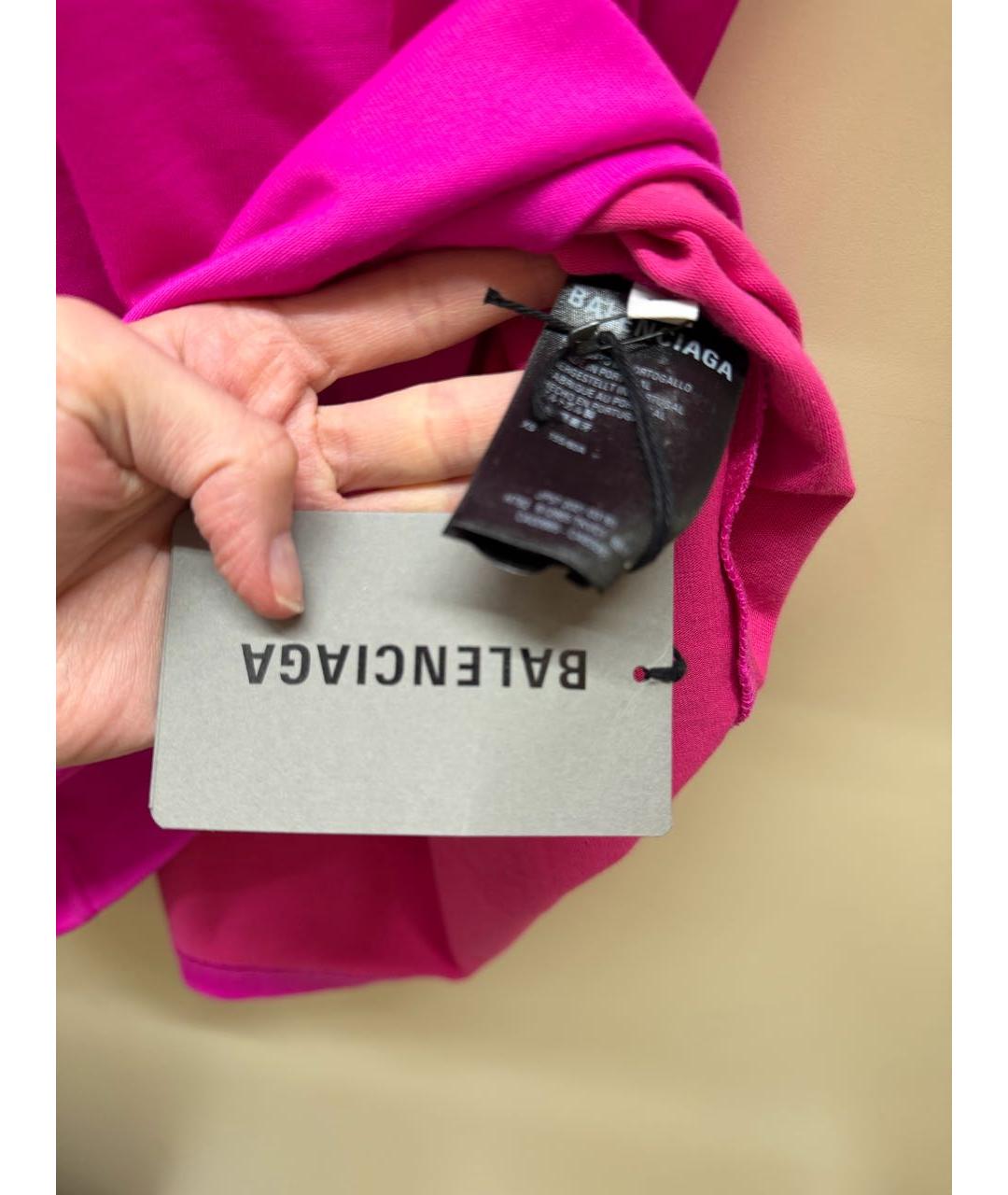 BALENCIAGA Фуксия хлопковая футболка, фото 3