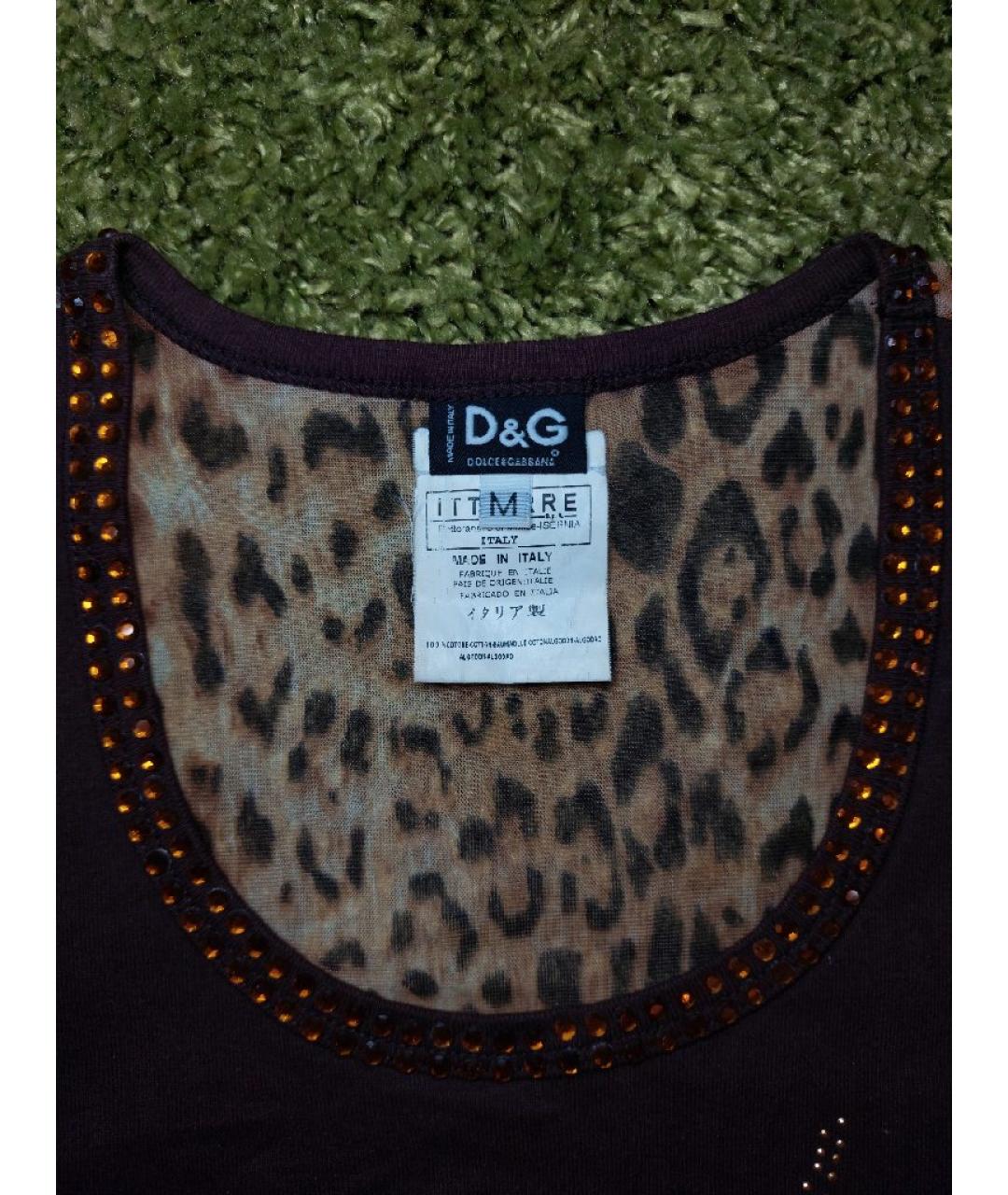 DOLCE&GABBANA Коричневая хлопковая футболка, фото 3