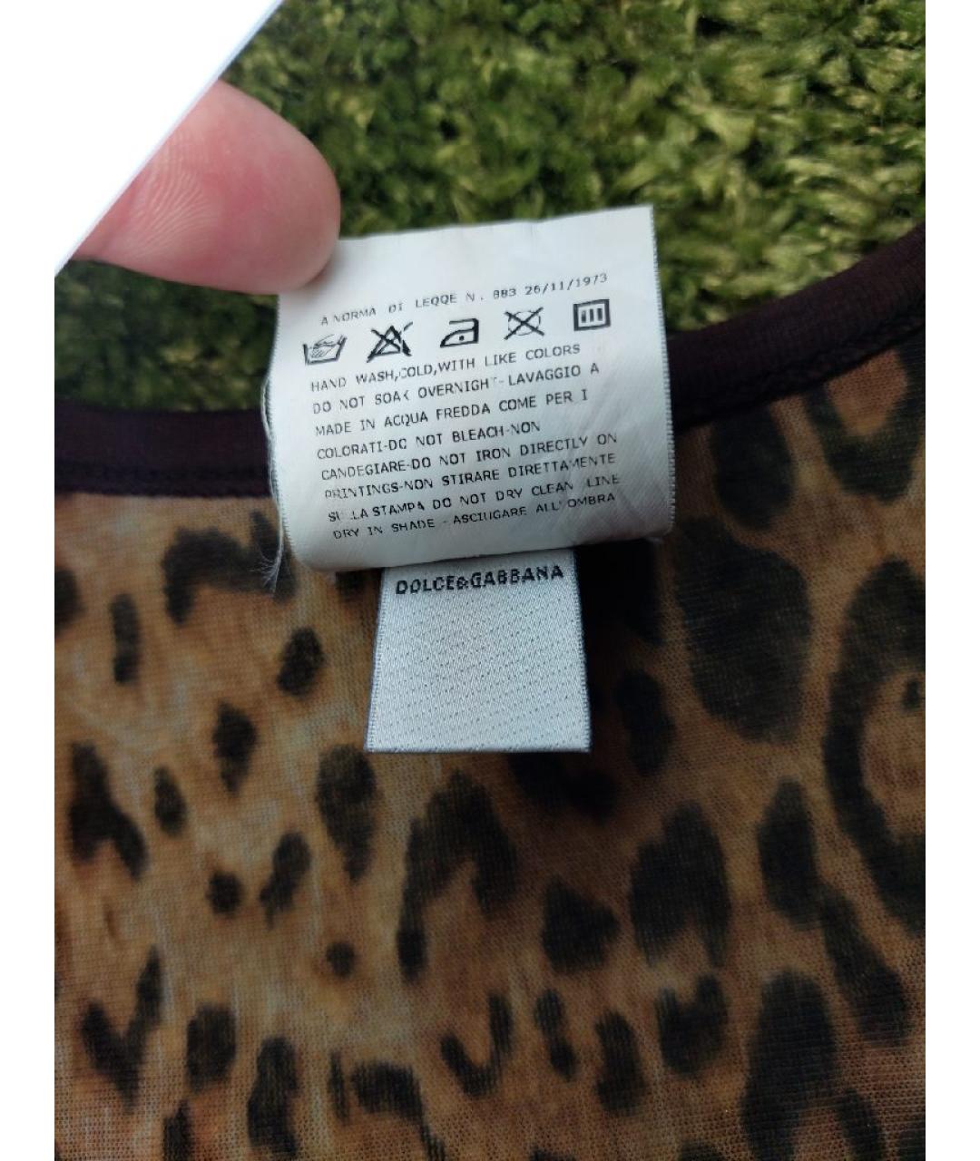 DOLCE&GABBANA Коричневая хлопковая футболка, фото 4
