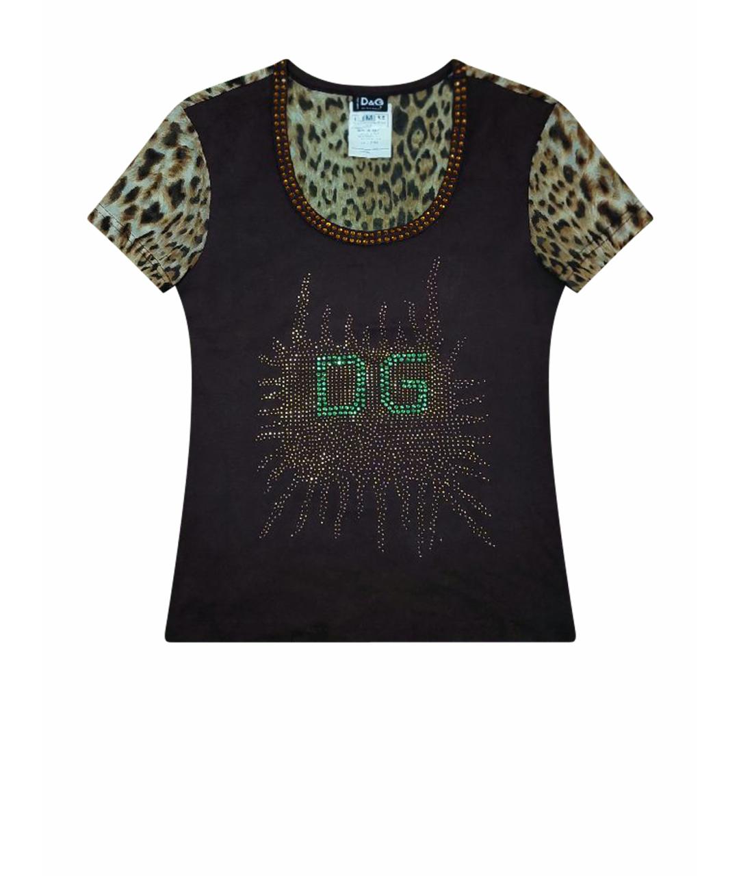 DOLCE&GABBANA Коричневая хлопковая футболка, фото 10