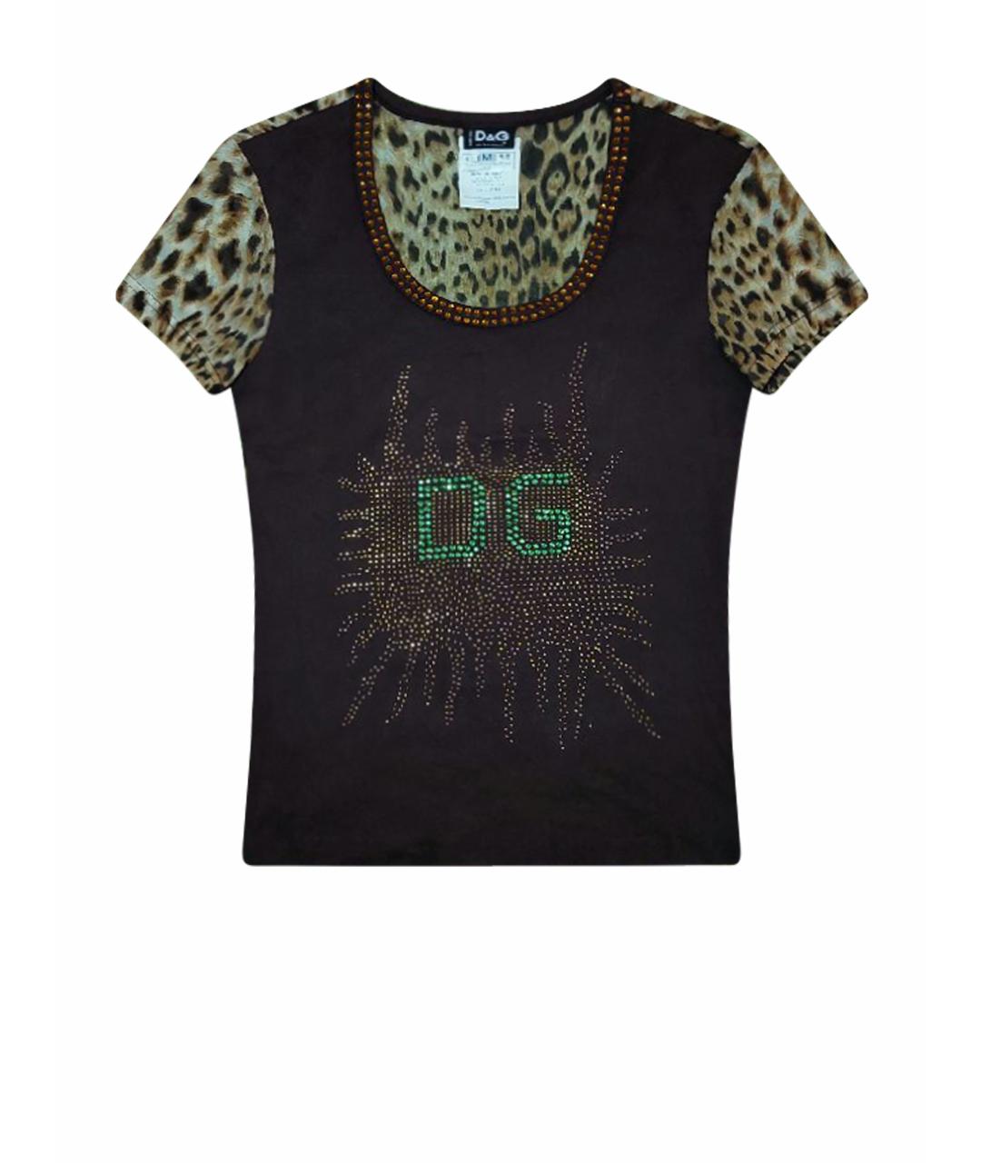 DOLCE&GABBANA Коричневая хлопковая футболка, фото 1