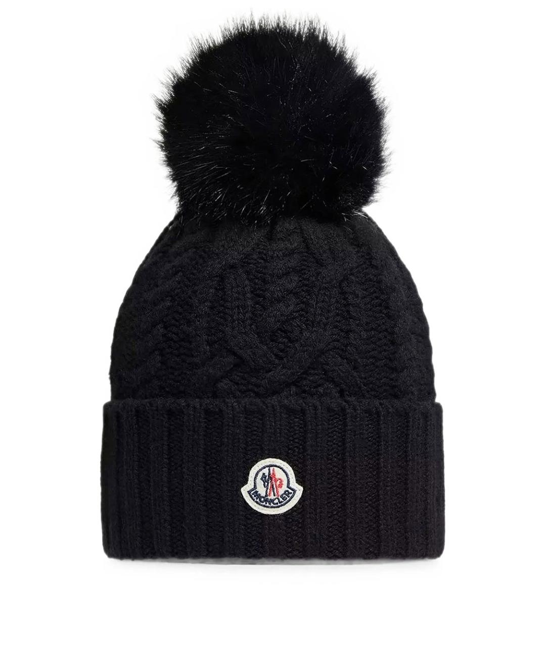 MONCLER Черная кашемировая шапка, фото 1
