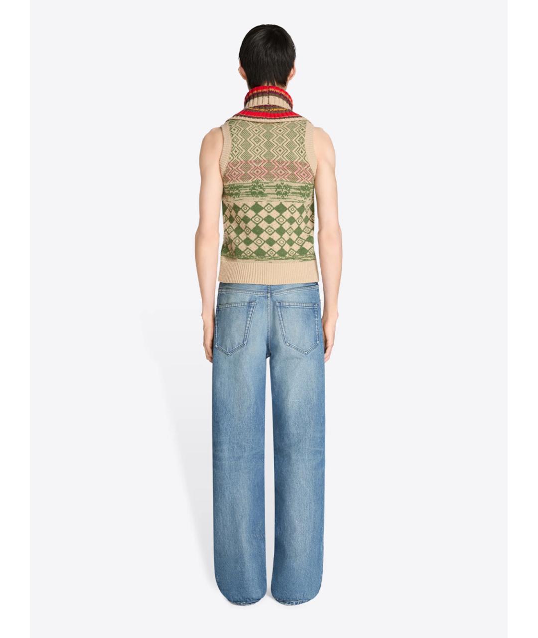 DRIES VAN NOTEN Голубые хлопковые прямые джинсы, фото 4