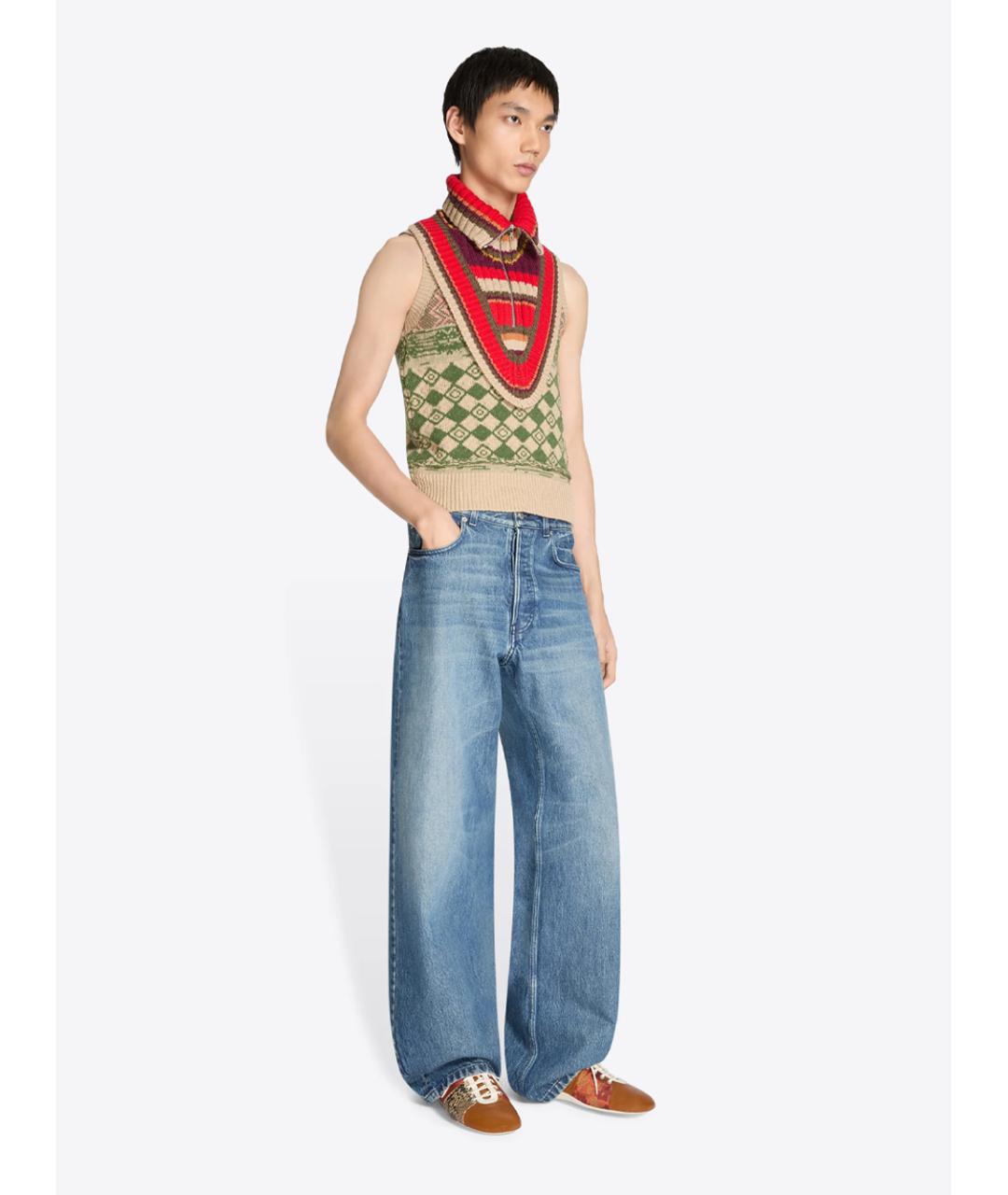 DRIES VAN NOTEN Голубые хлопковые прямые джинсы, фото 3