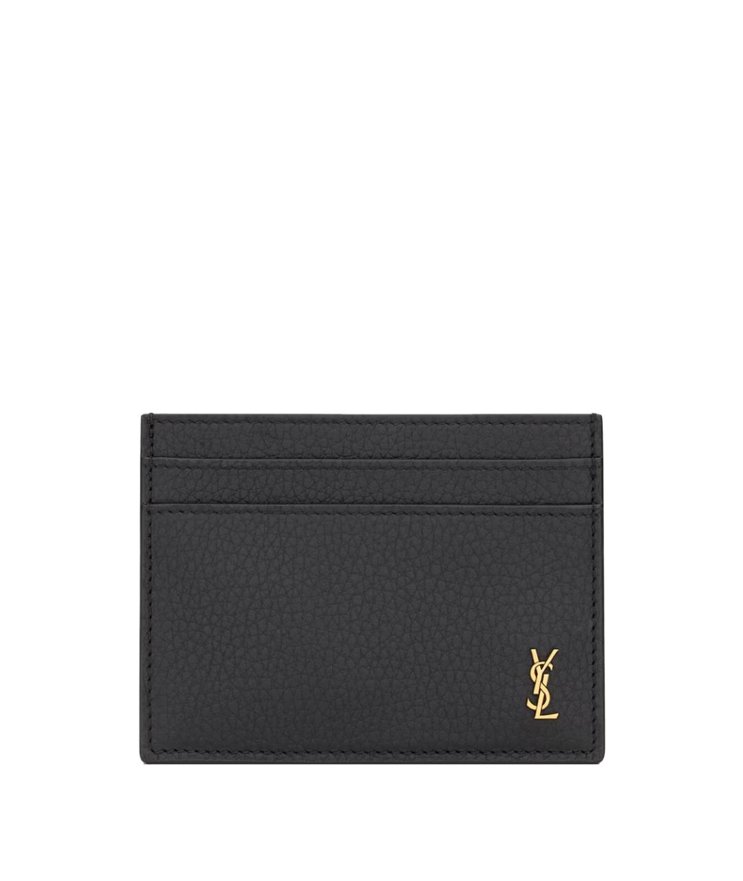SAINT LAURENT Черный кожаный кардхолдер, фото 1