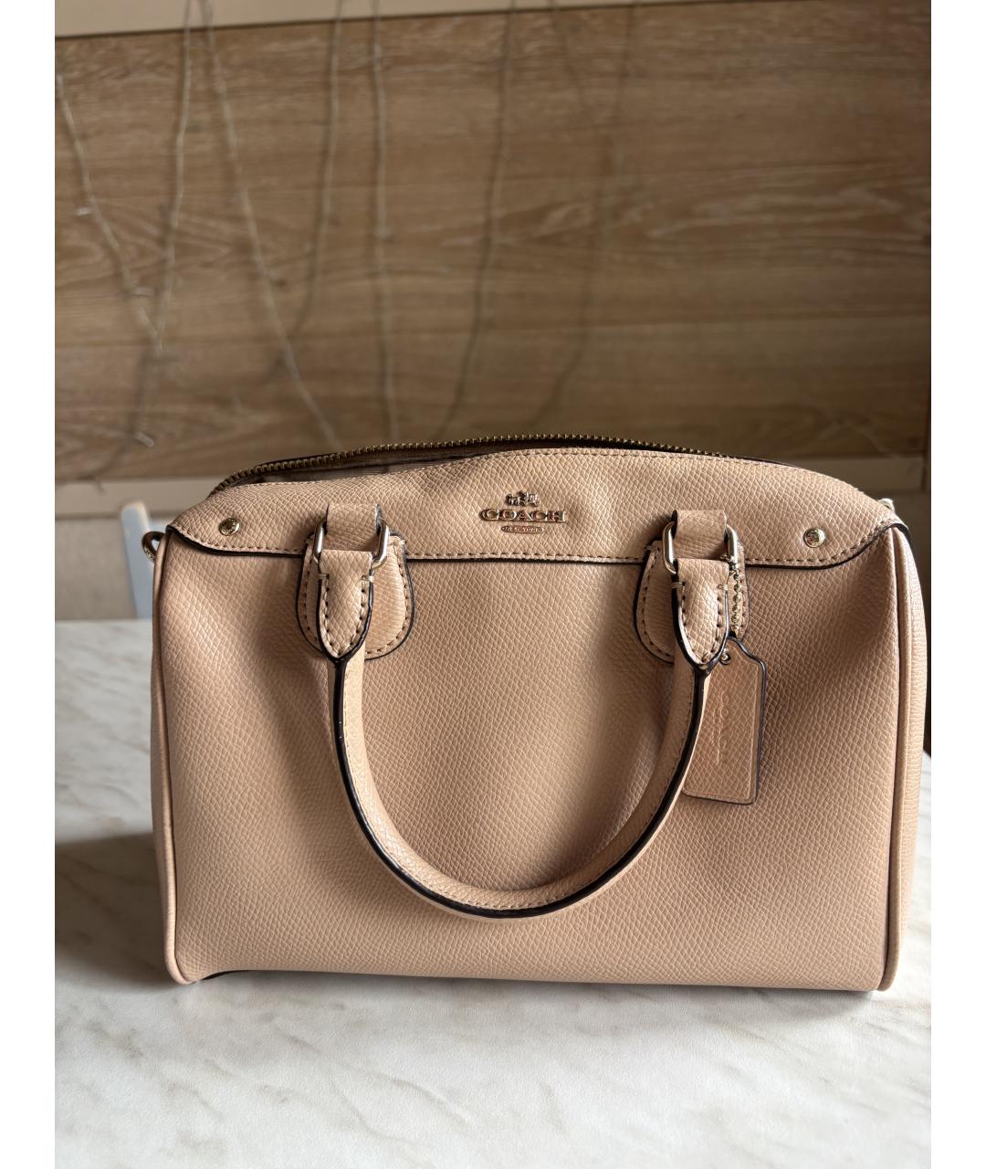 COACH Бежевая кожаная сумка тоут, фото 10