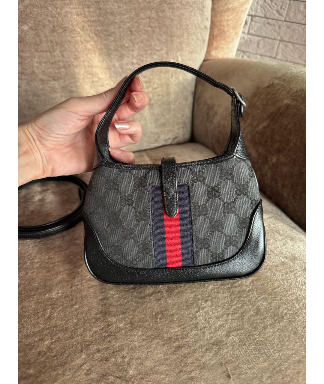 GUCCI Черная кожаная сумка через плечо, фото 3