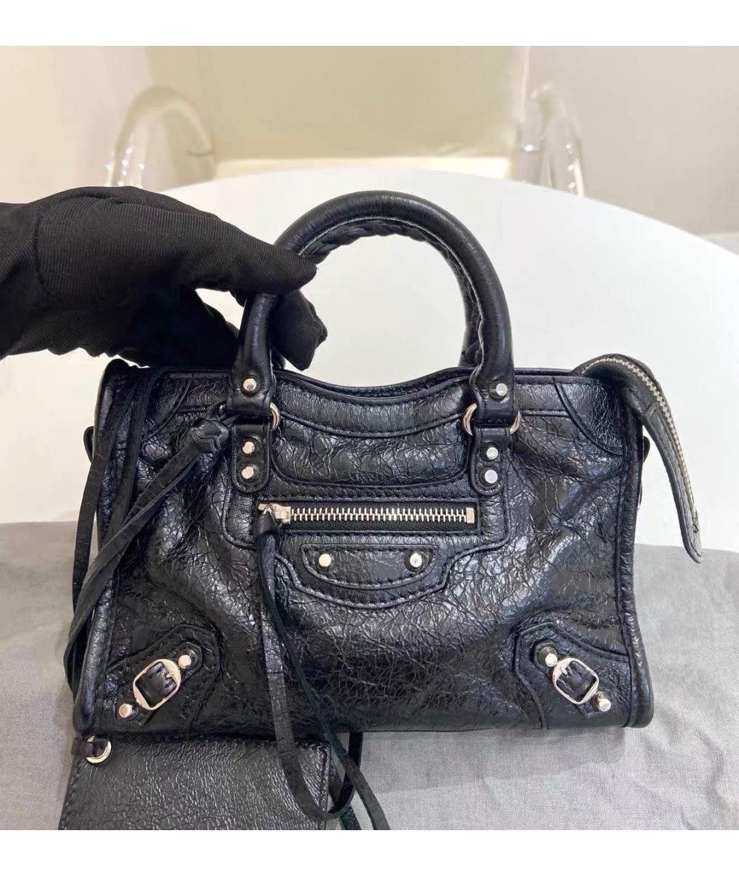 BALENCIAGA Черная кожаная сумка через плечо, фото 9