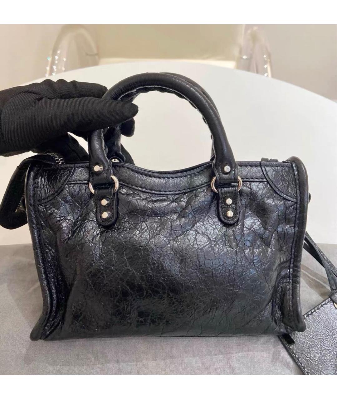 BALENCIAGA Черная кожаная сумка через плечо, фото 2