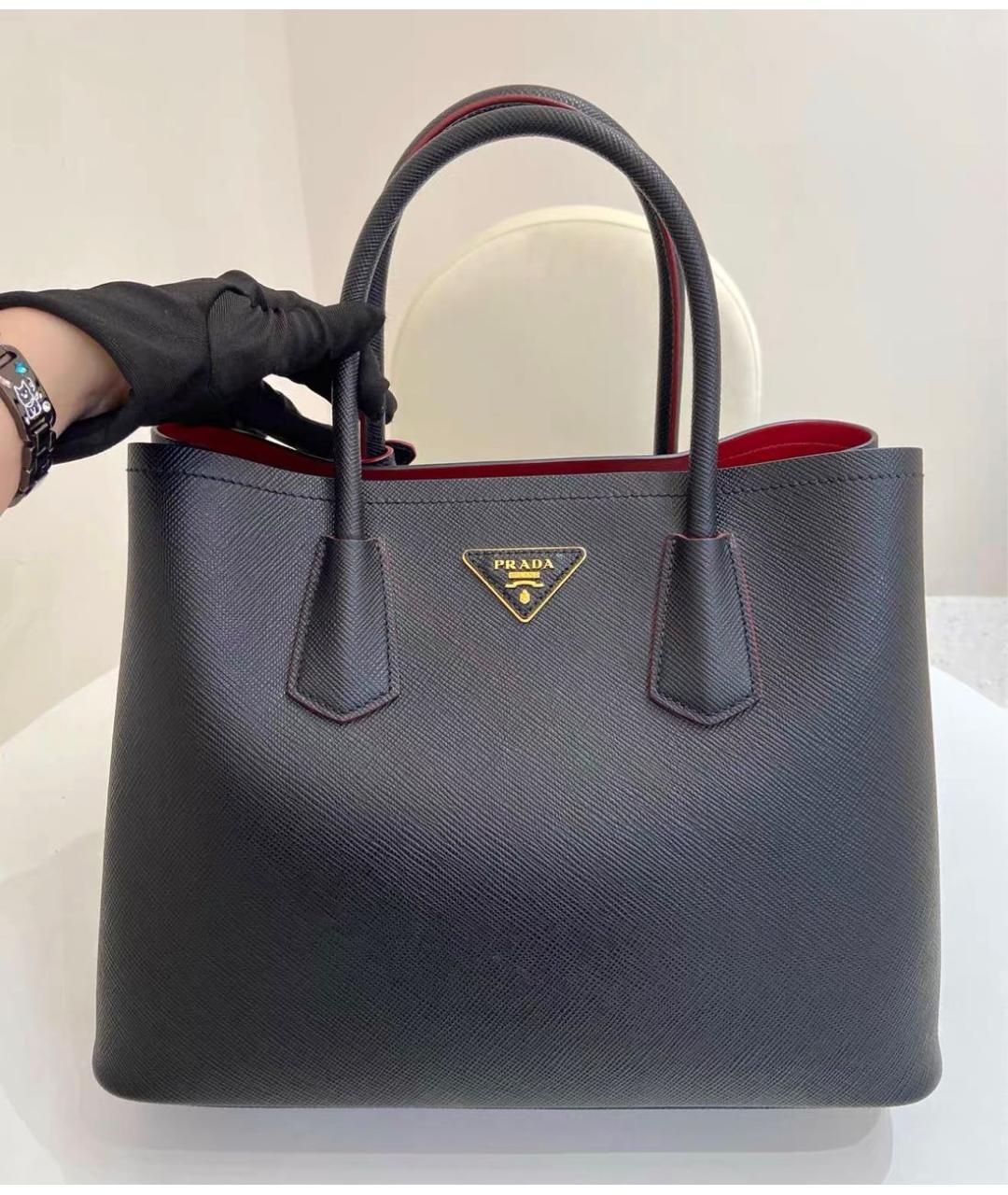 PRADA Черная кожаная сумка тоут, фото 9