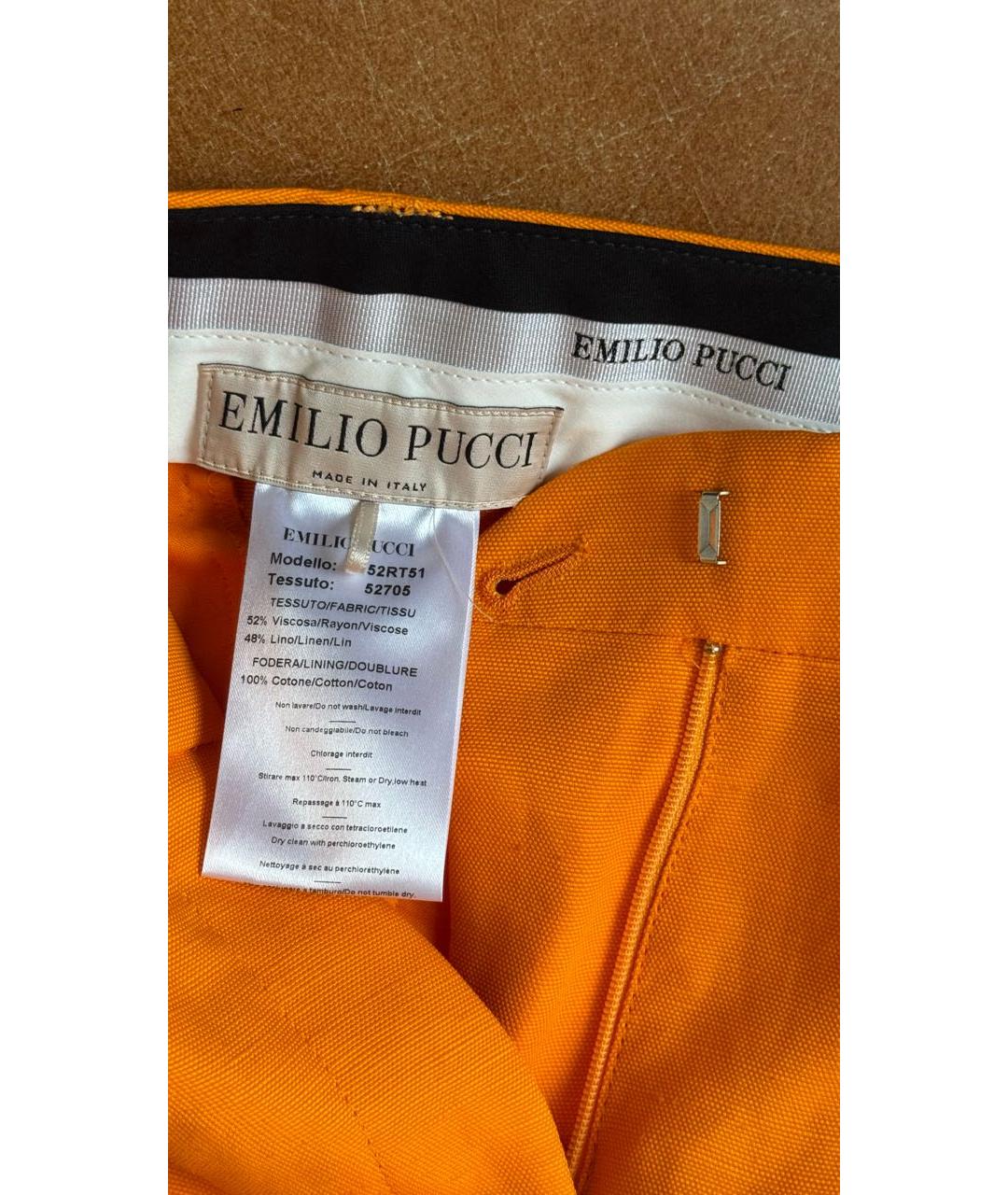 EMILIO PUCCI Оранжевый льняной костюм с брюками, фото 7